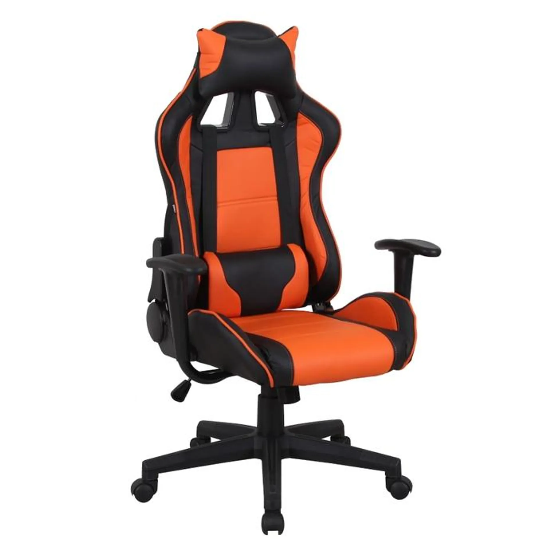 Scaun gaming Bellem, rotativ, imitatie piele, negru + portocaliu