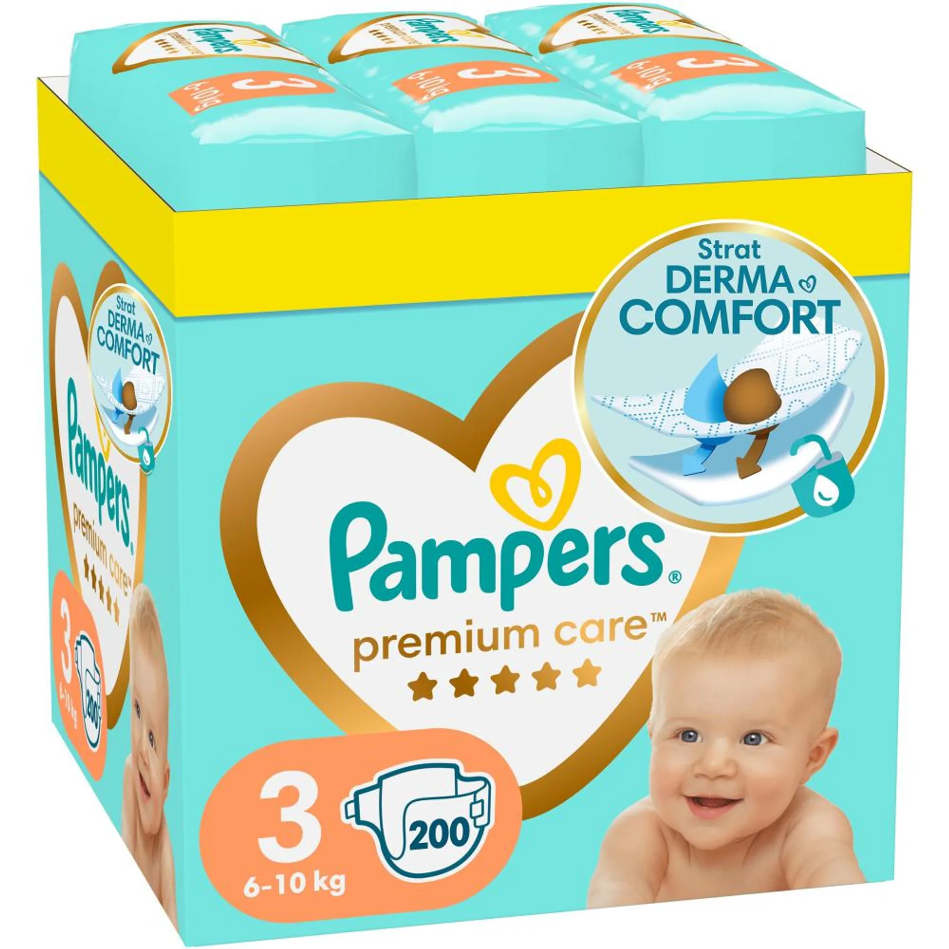 Scutece Pampers Premium Care XXL Marimea 3, 6-10 kg, 200 buc