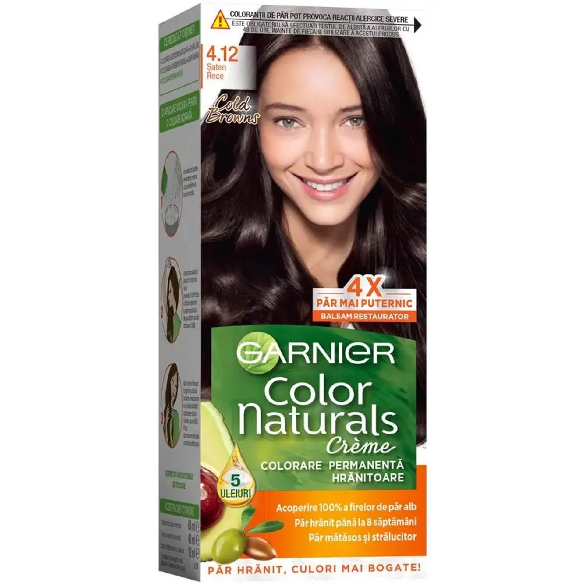 Vopsea de par permanenta cu amoniac Garnier Color Naturals 4.12 Saten Rece, 110 ml