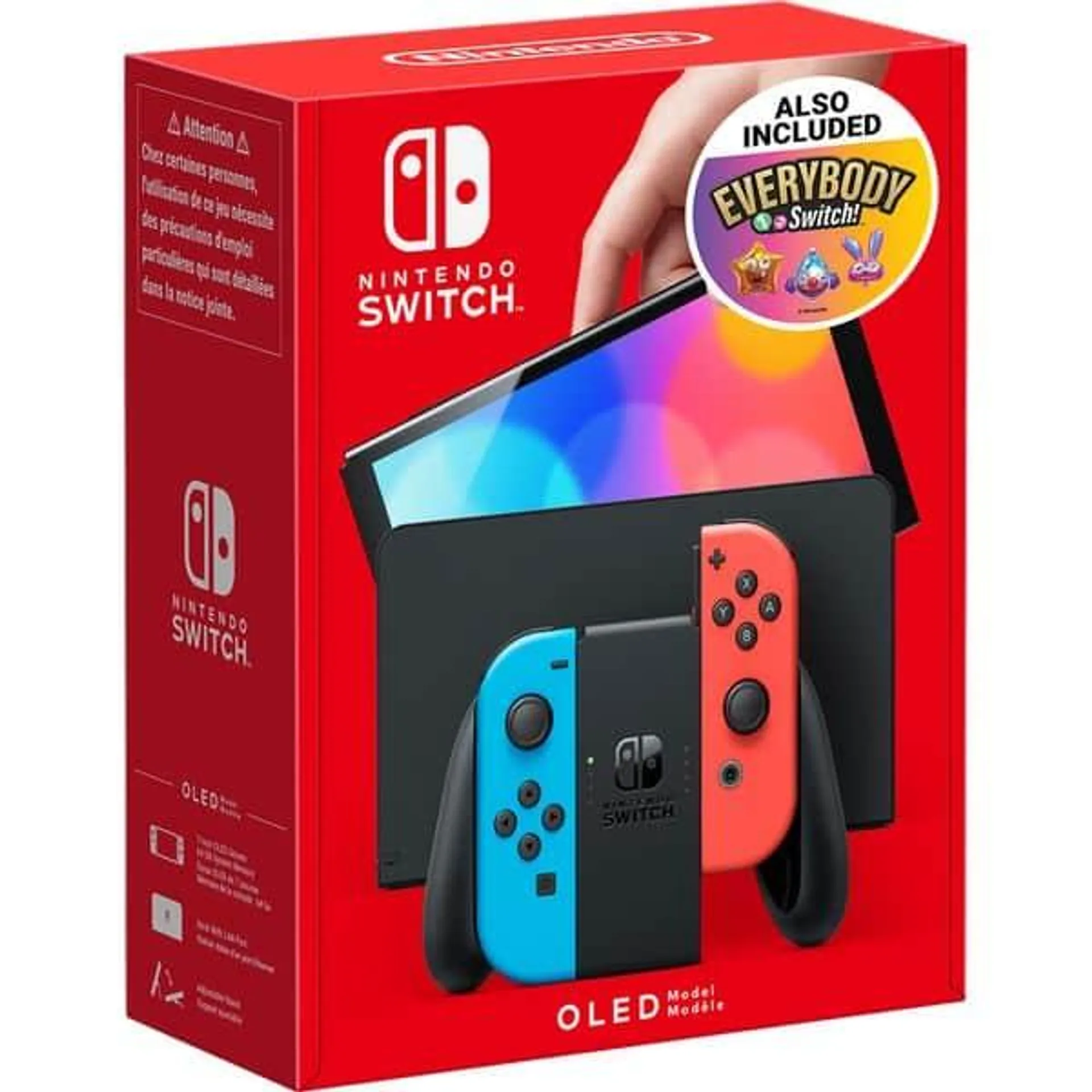 Consola NINTENDO Switch OLED (Joy-Con Neon Red/Neon Blue) + Everybody 1-2-Switch!