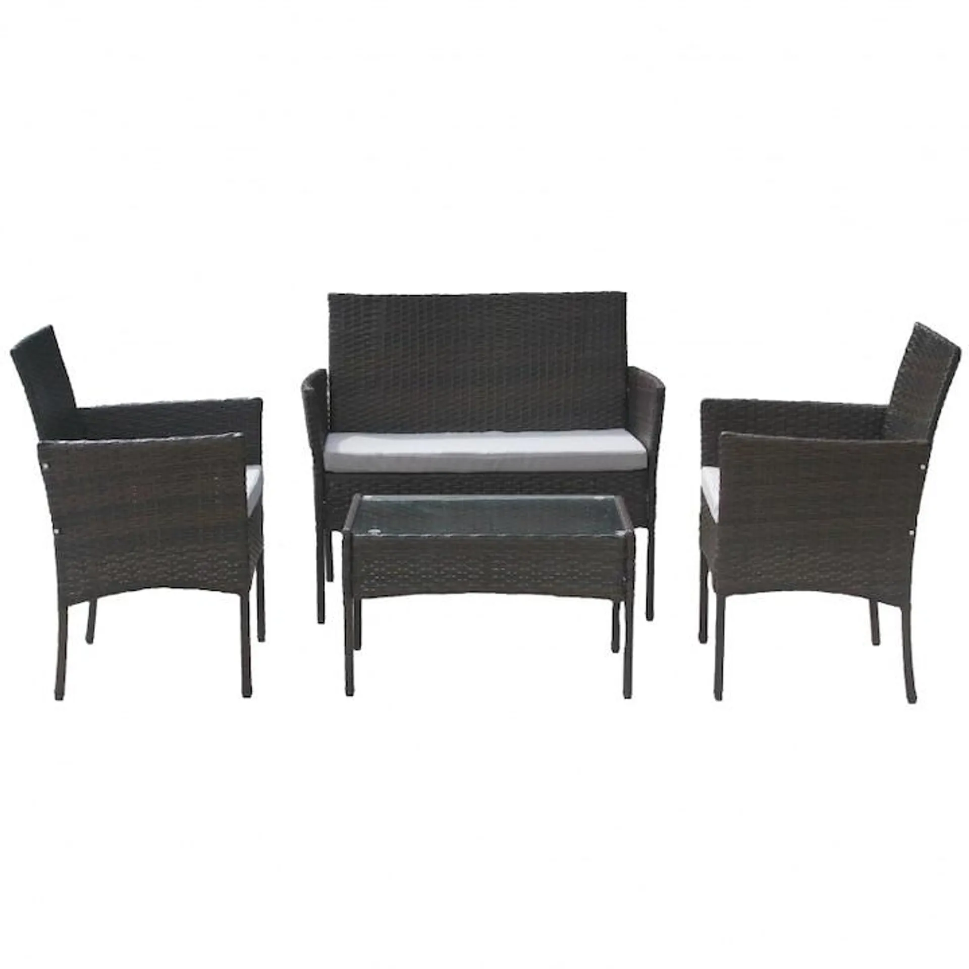 Set mobilier de gradina DeHome MG100, canapea, scaune si masuta incluse, culoarea maro