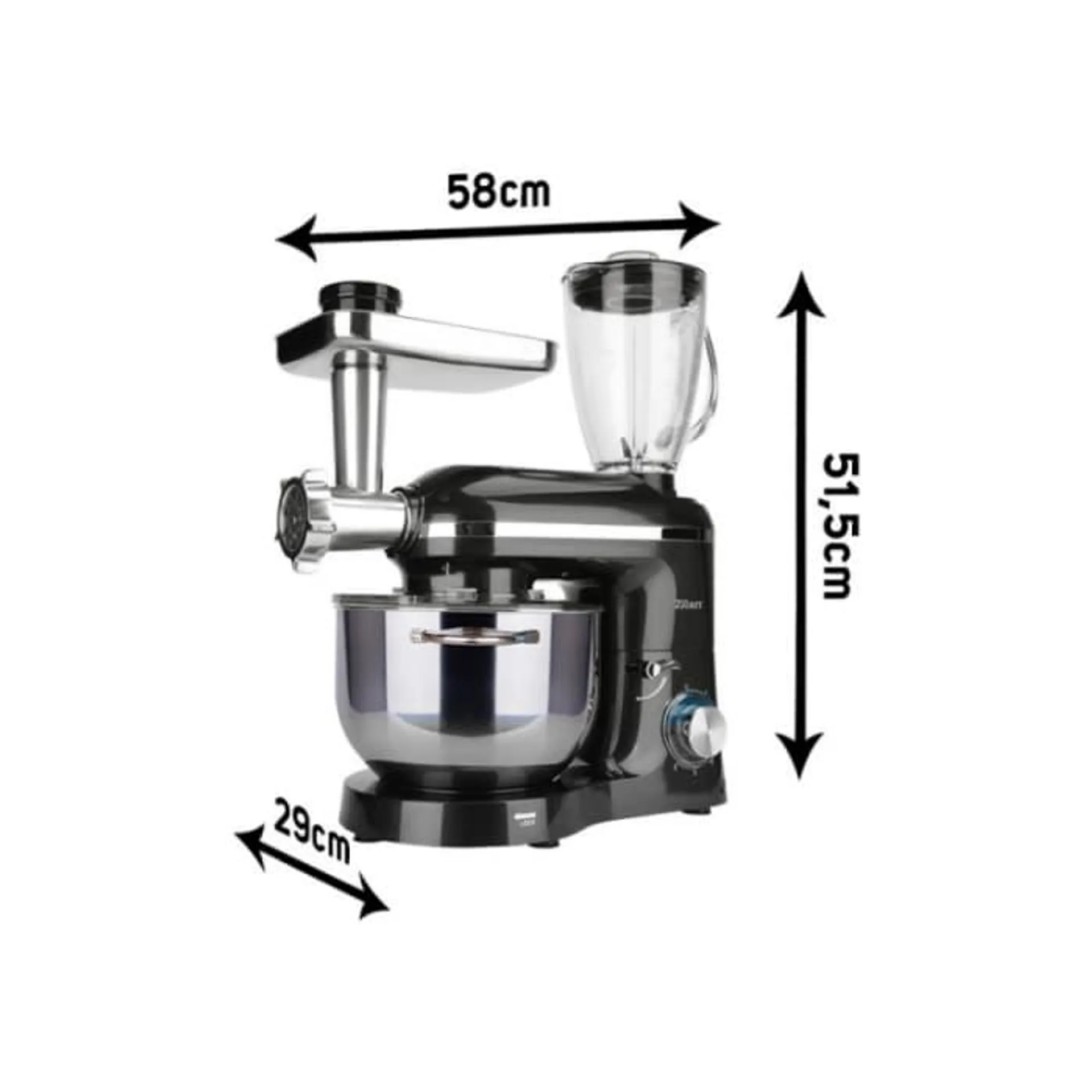 Mixer, blender si masina de tocat 3 in 1 Zilan ZLN1772 Negru, 6+1 nivele de control al vitezei, 1400W