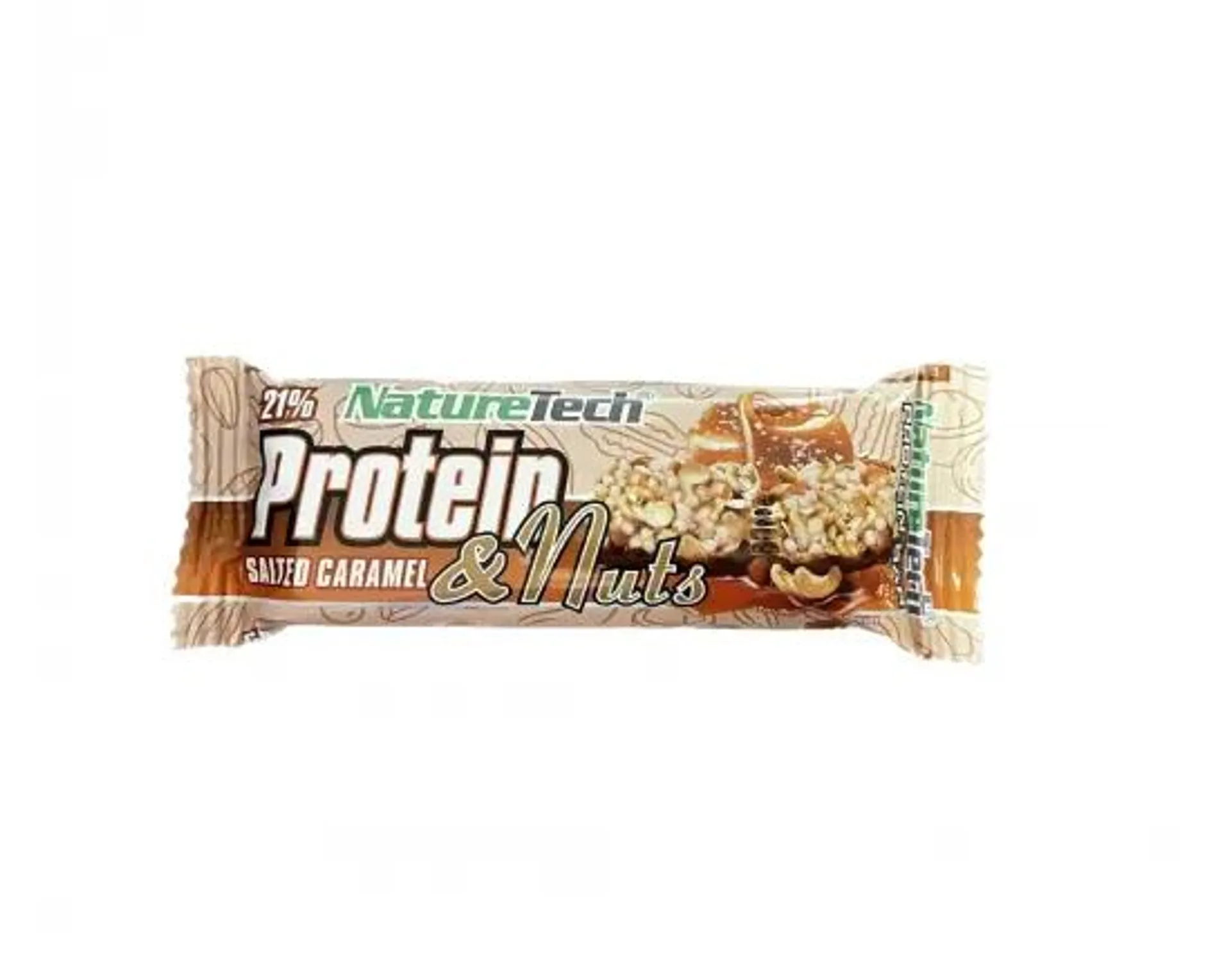 Naturetech baton energizant protein&nuts 25% proteina, caramel/nuci, 45g