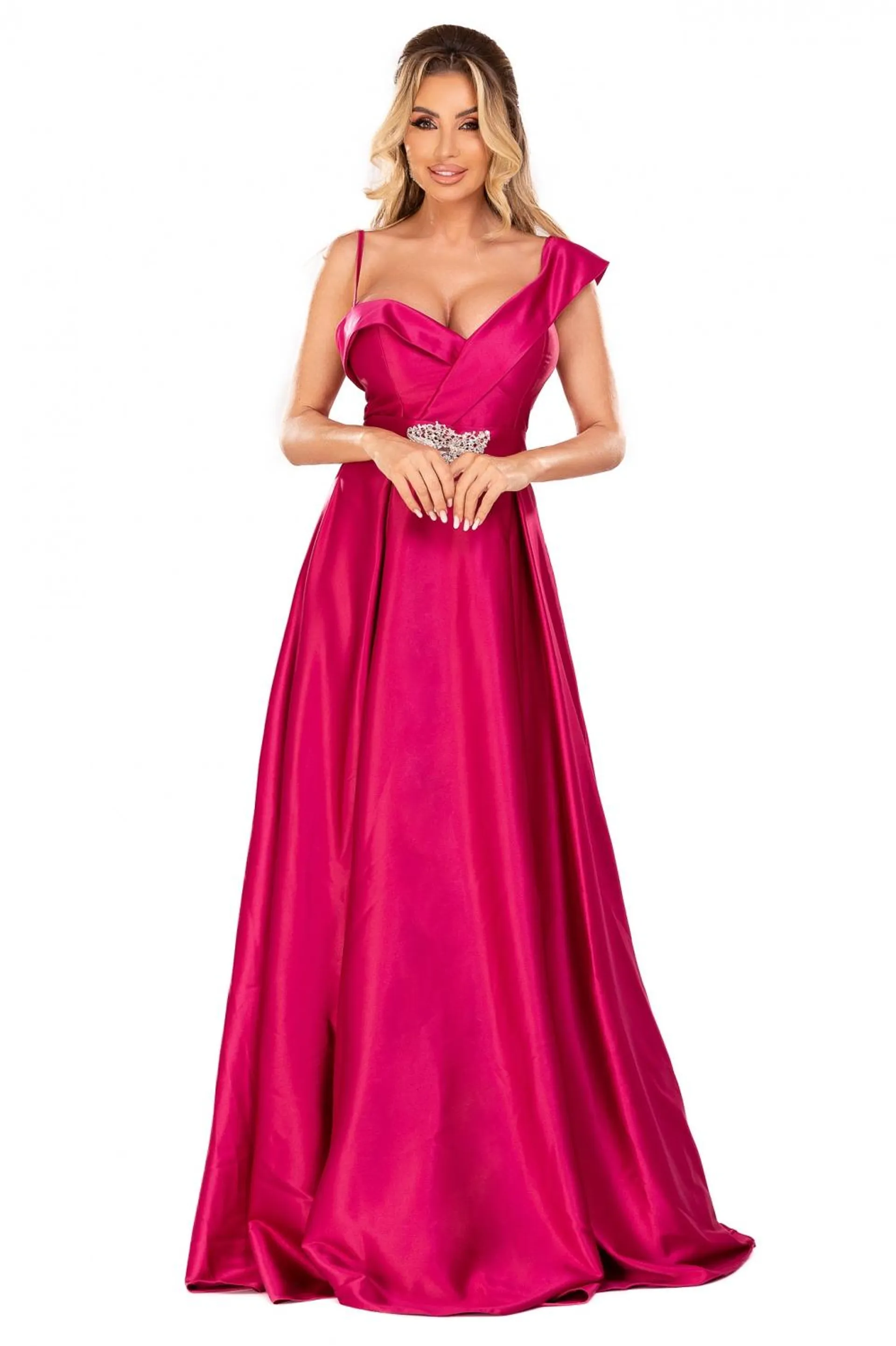 Rochie lunga tafta fucsia