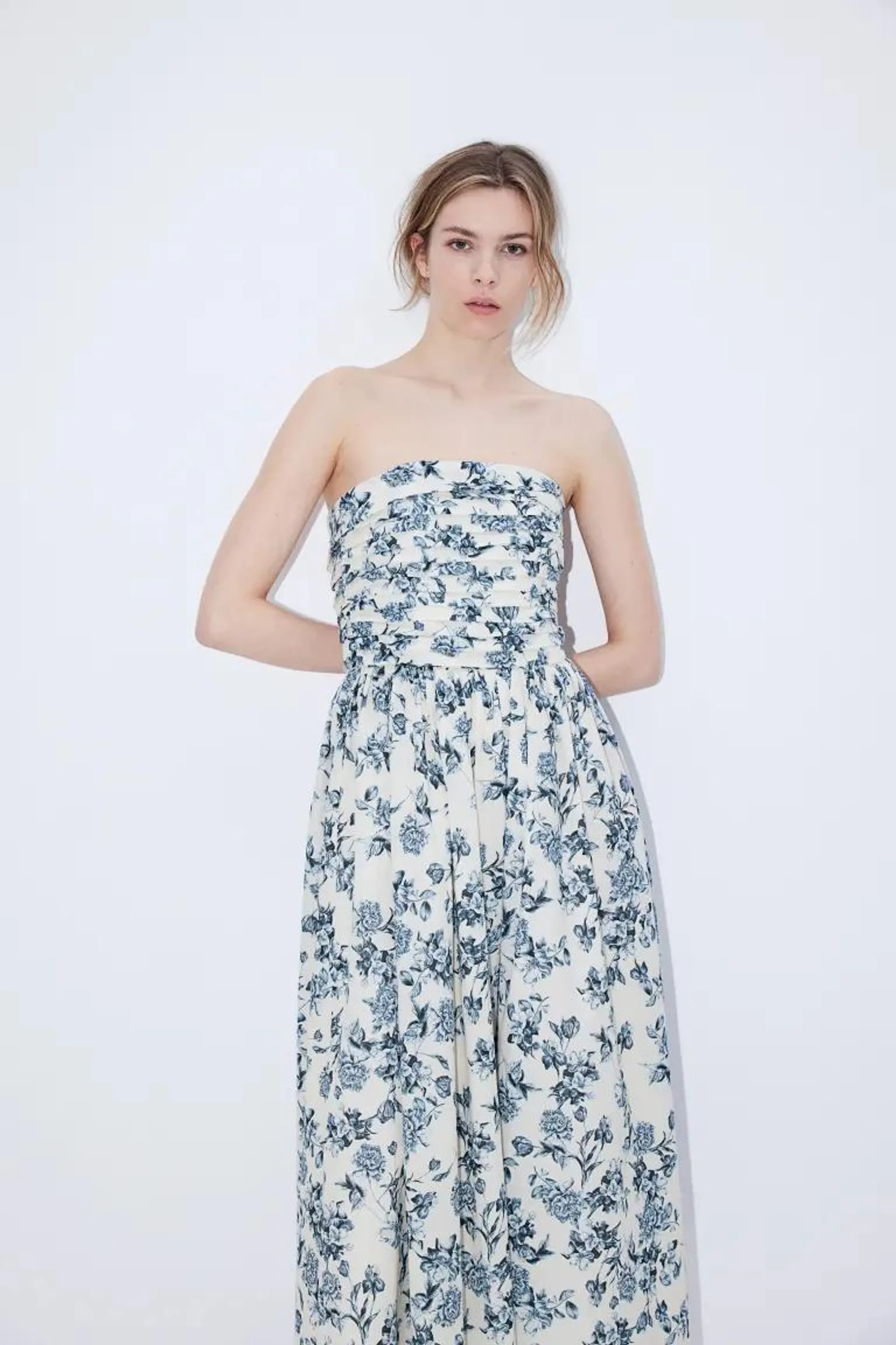 Pleated bandeau dress