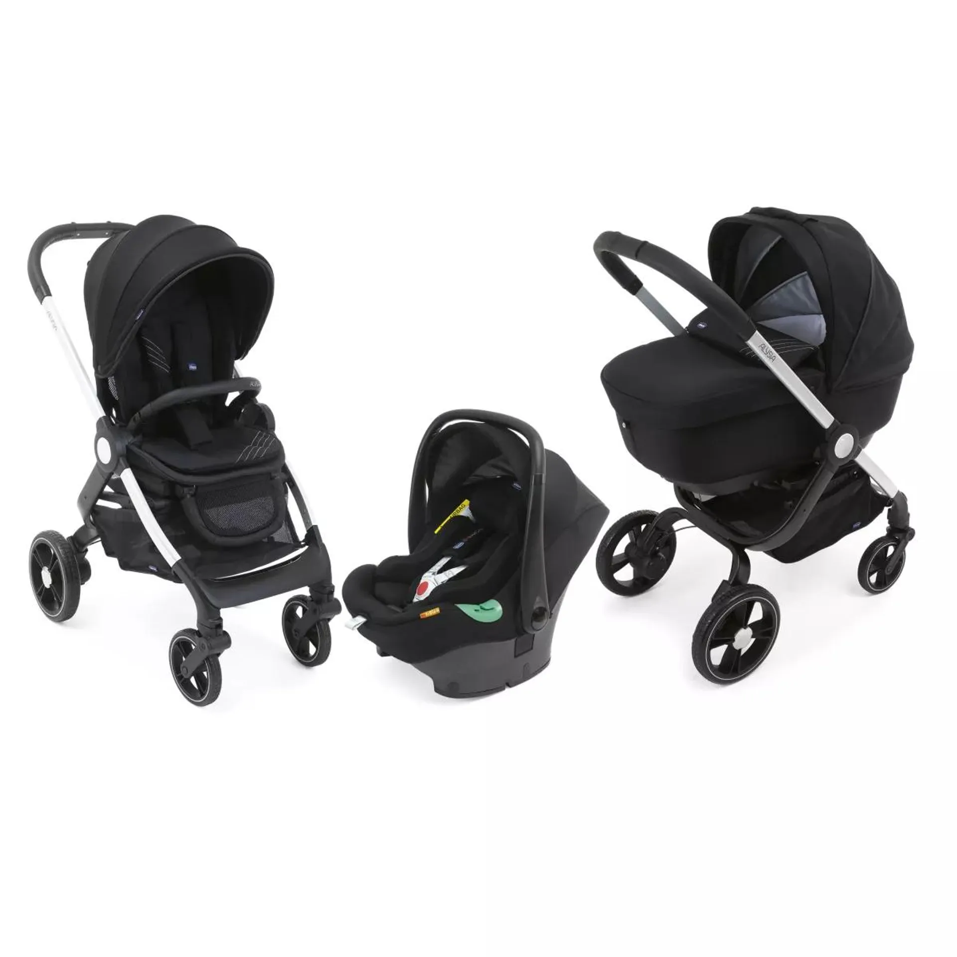 Carucior copii 3 in 1 Chicco Trio Alysia, PirateBlack (Negru), 0luni+