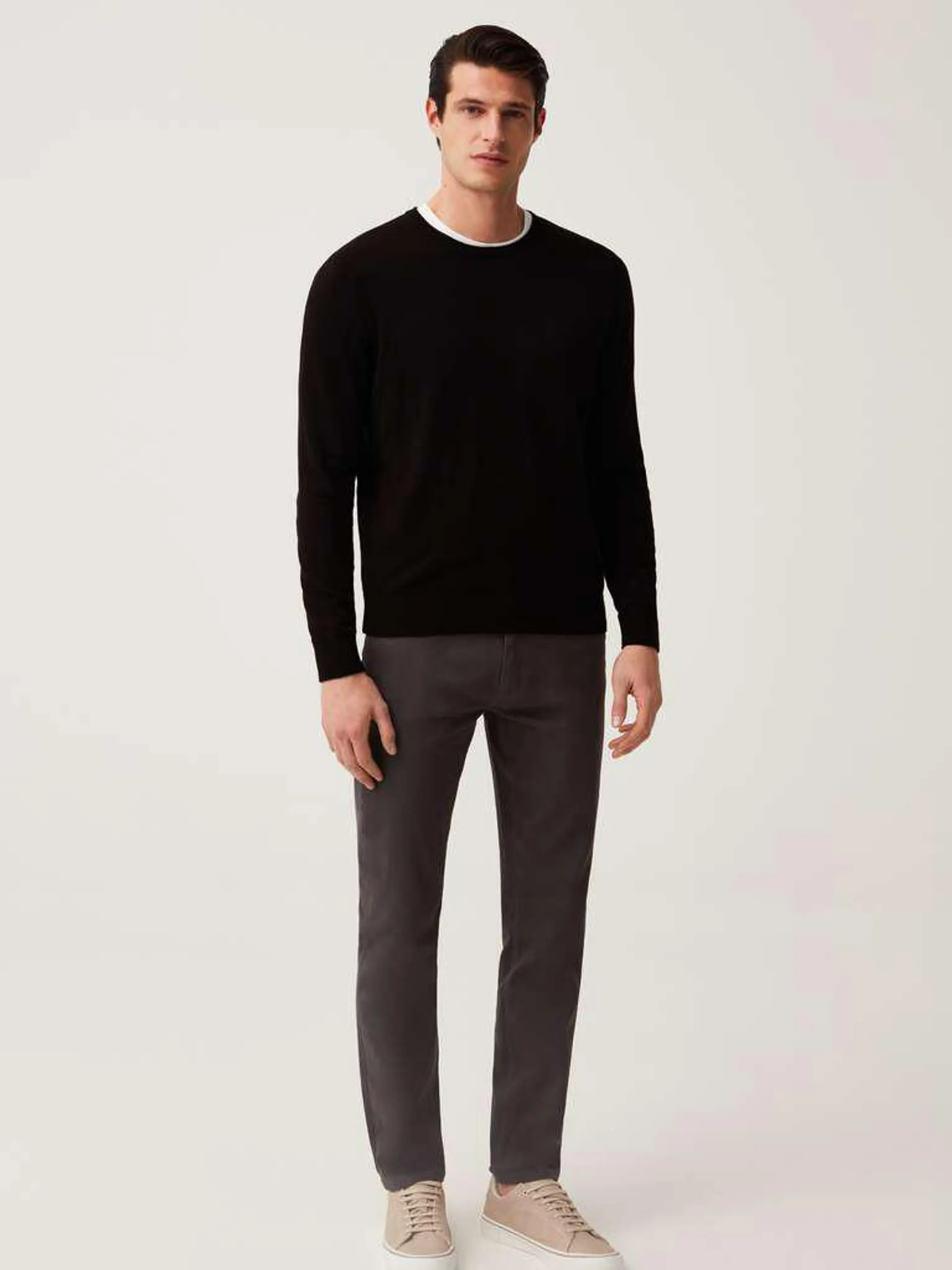 Concrete Grey 5-pocket slim fit trousers