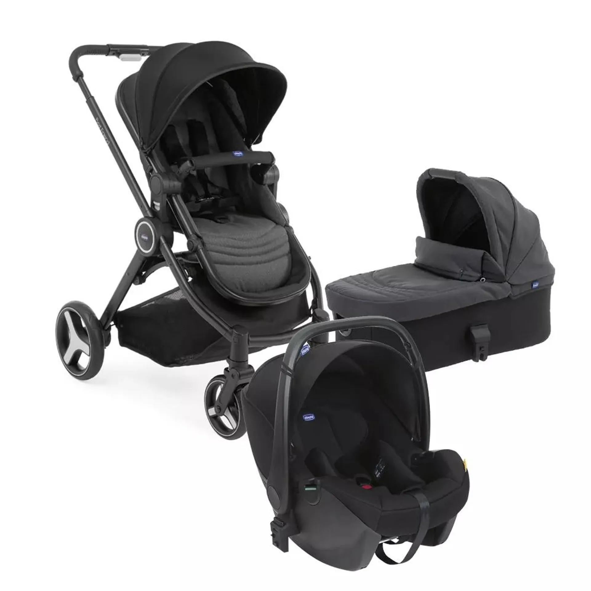 Carucior copii trio Chicco Best Friend Plus Light cu scaun auto Kory ISize, Pirate Black (Negru), 0luni+