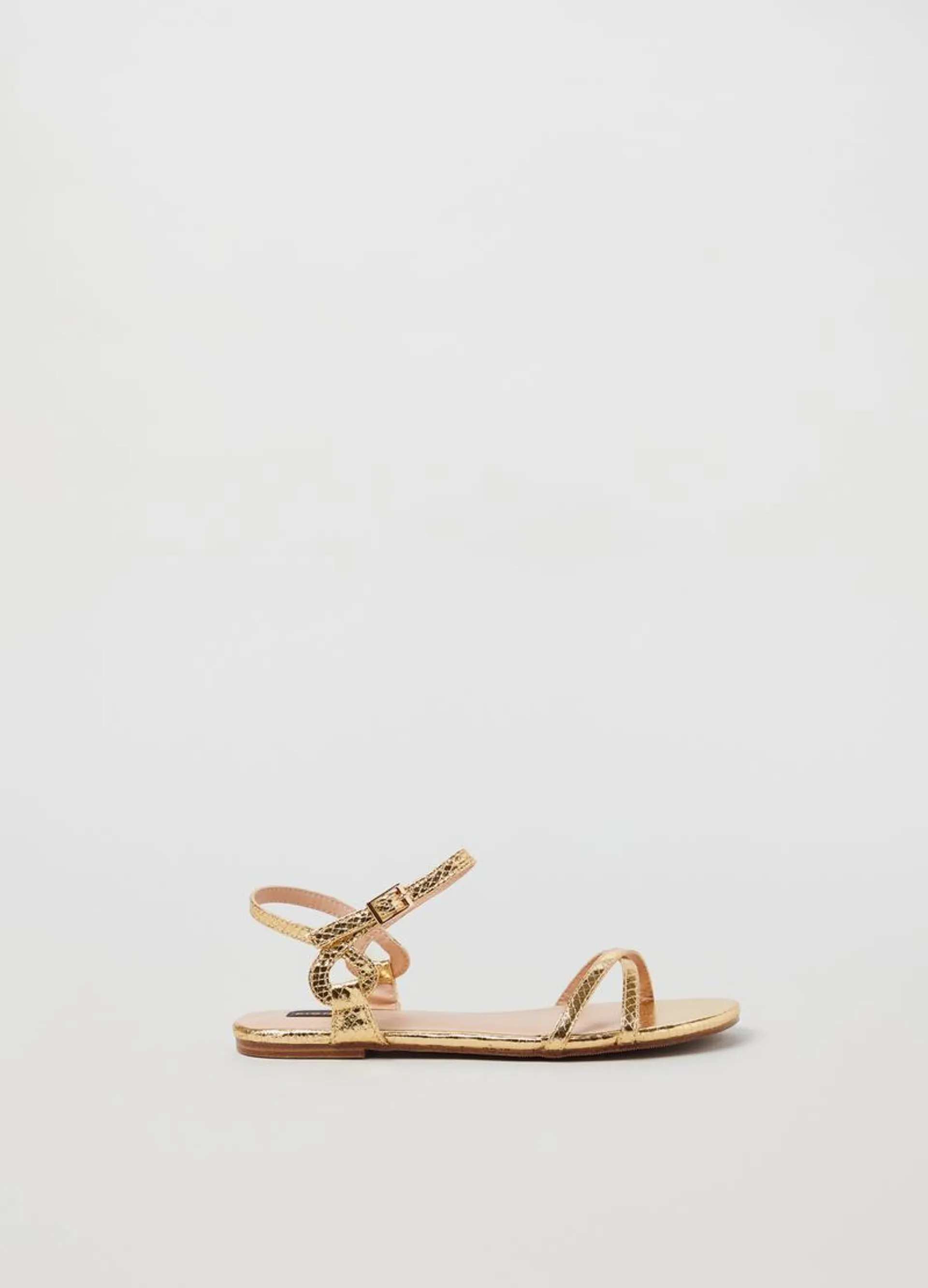 PIOMBO metallic sandals with animal print