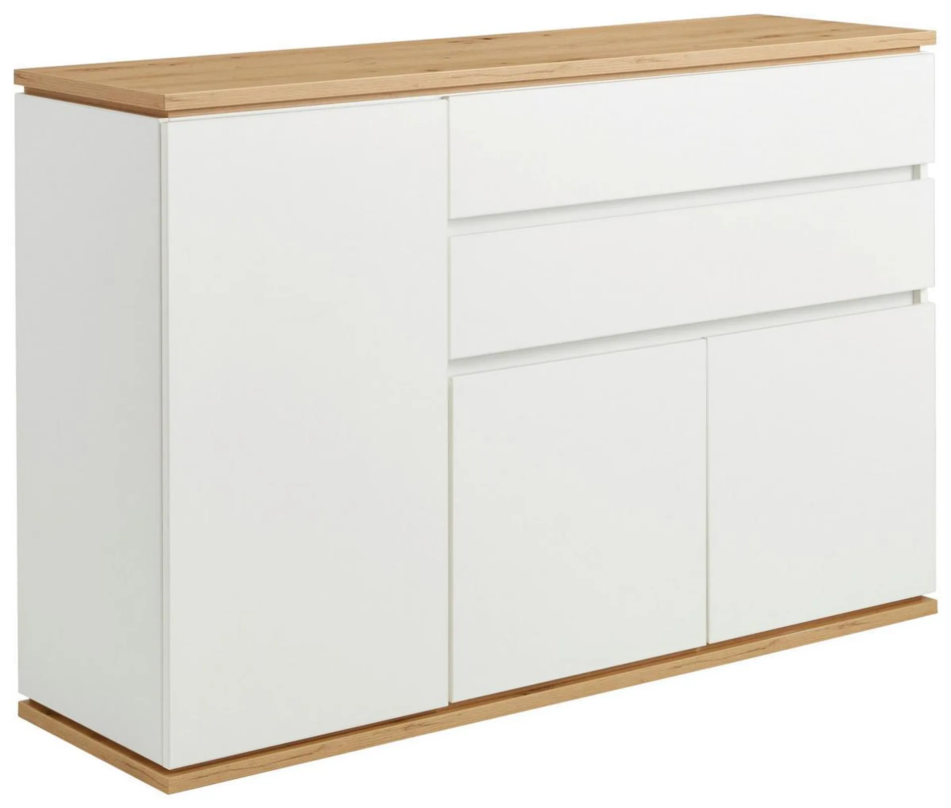 Xora SIDEBOARD Weiß, Eiche Artisan Einlegeböden