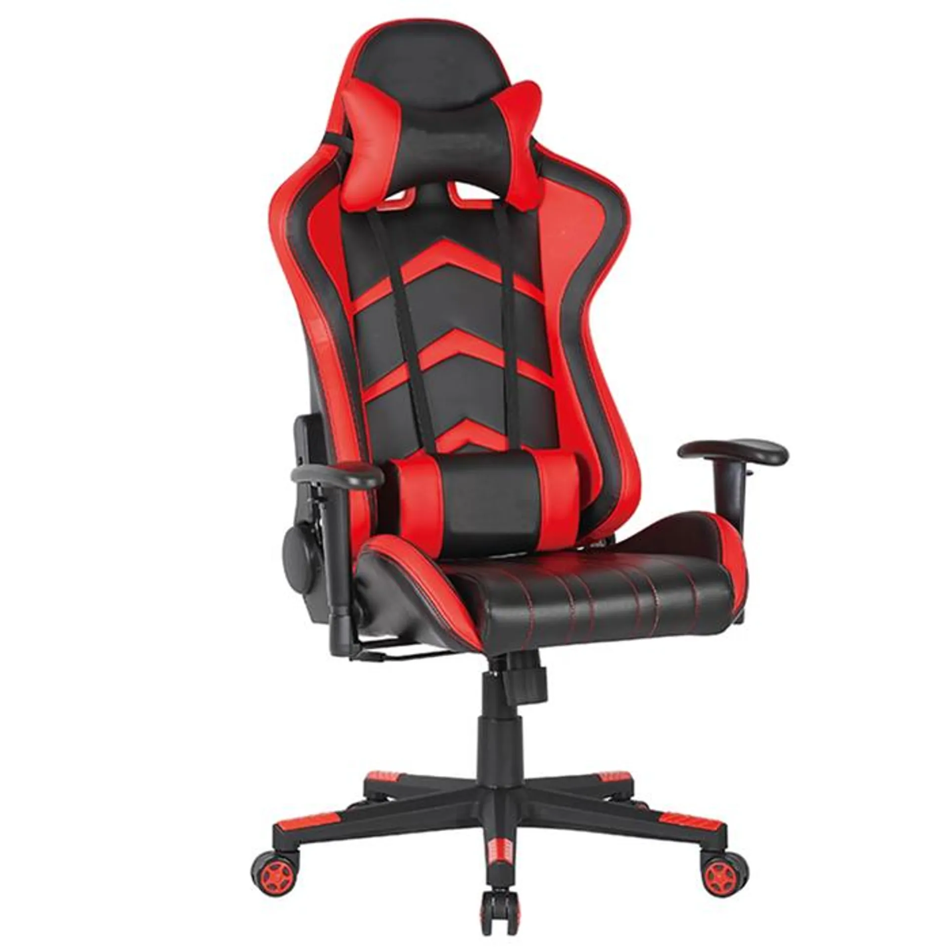 Scaun gaming Indianapolis, rotativ, imitatie piele, negru + rosu