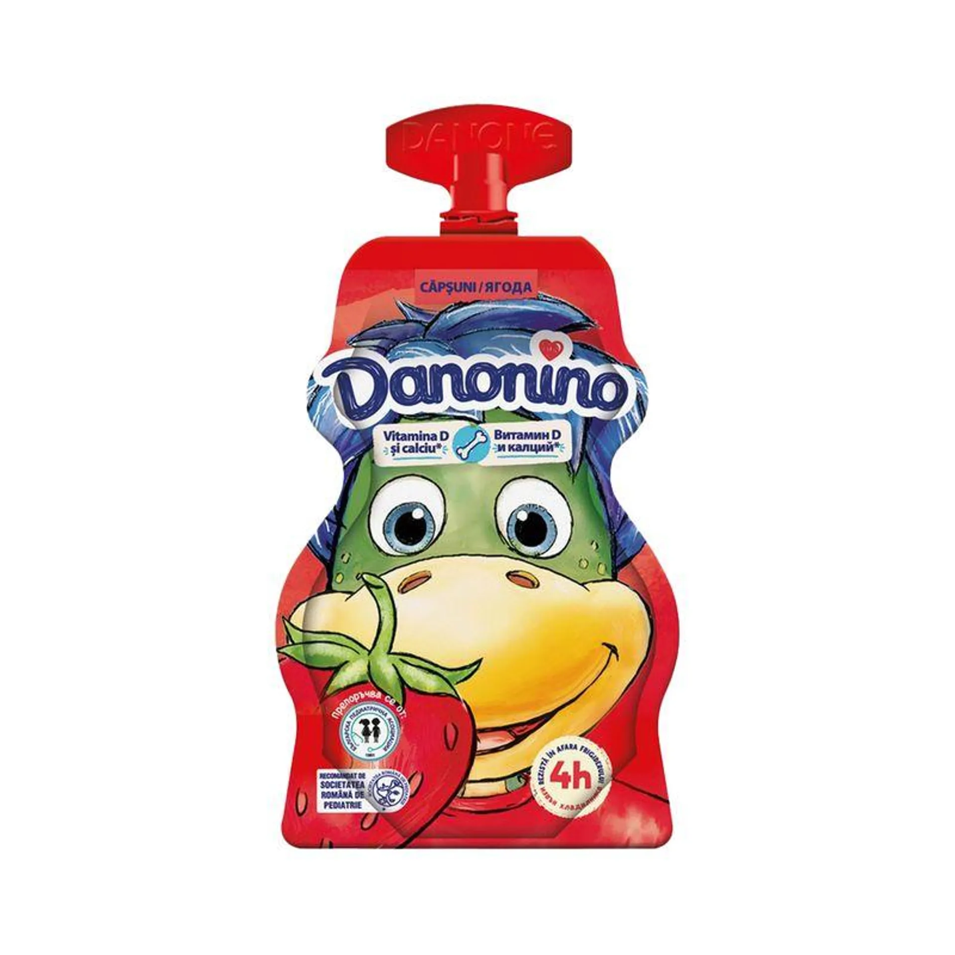 Iaurt cu piure de capsuni si banane Danonino, 70 g