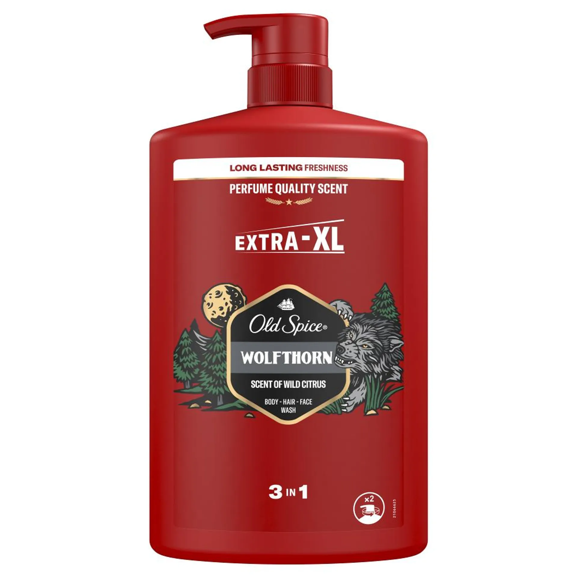 Gel de dus si sampon 3 in 1 Old Spice Wolfthorn pentru corp, par si fata, 1000 ml