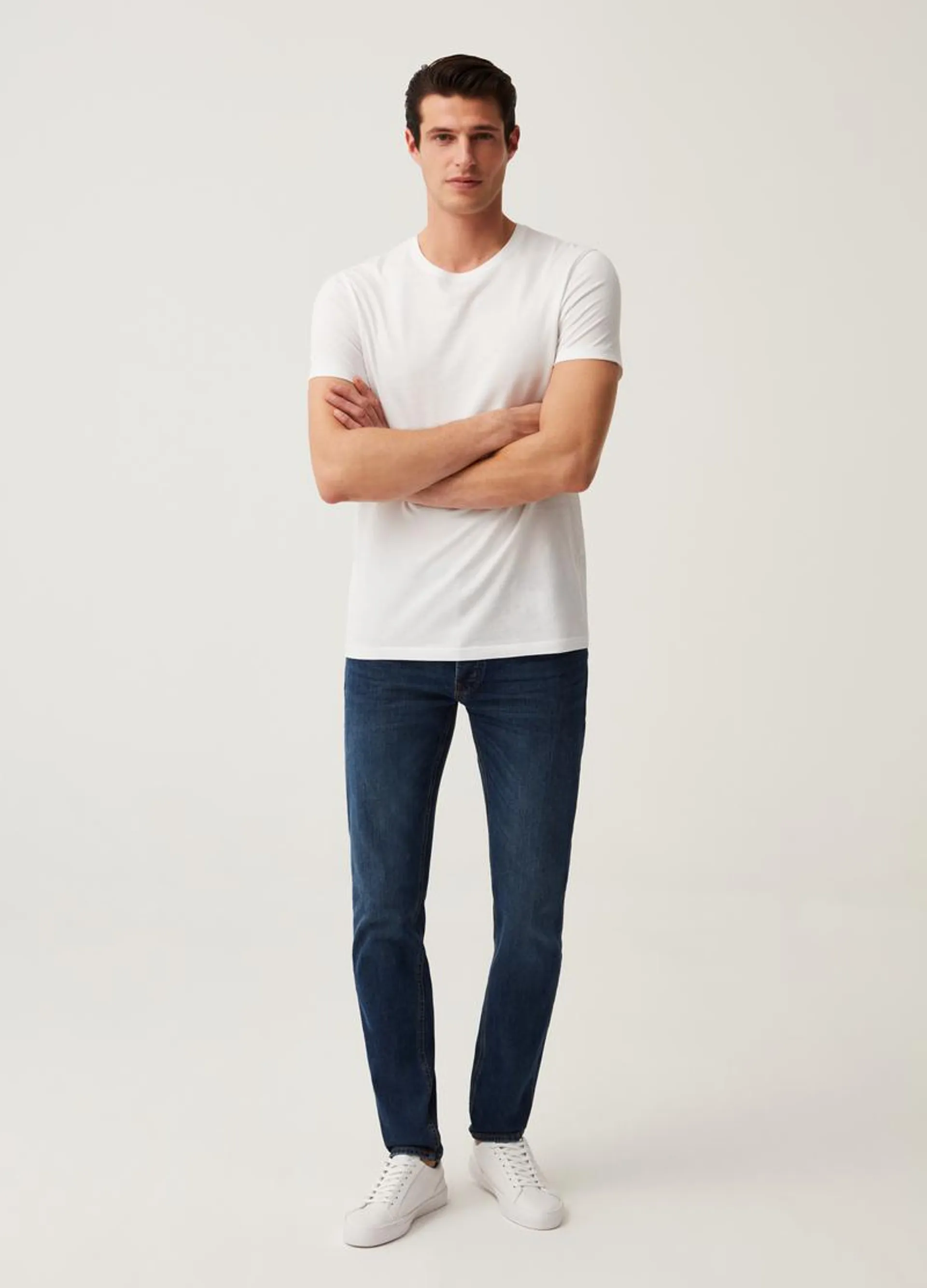 Slim-fit misdyed-effect jeans