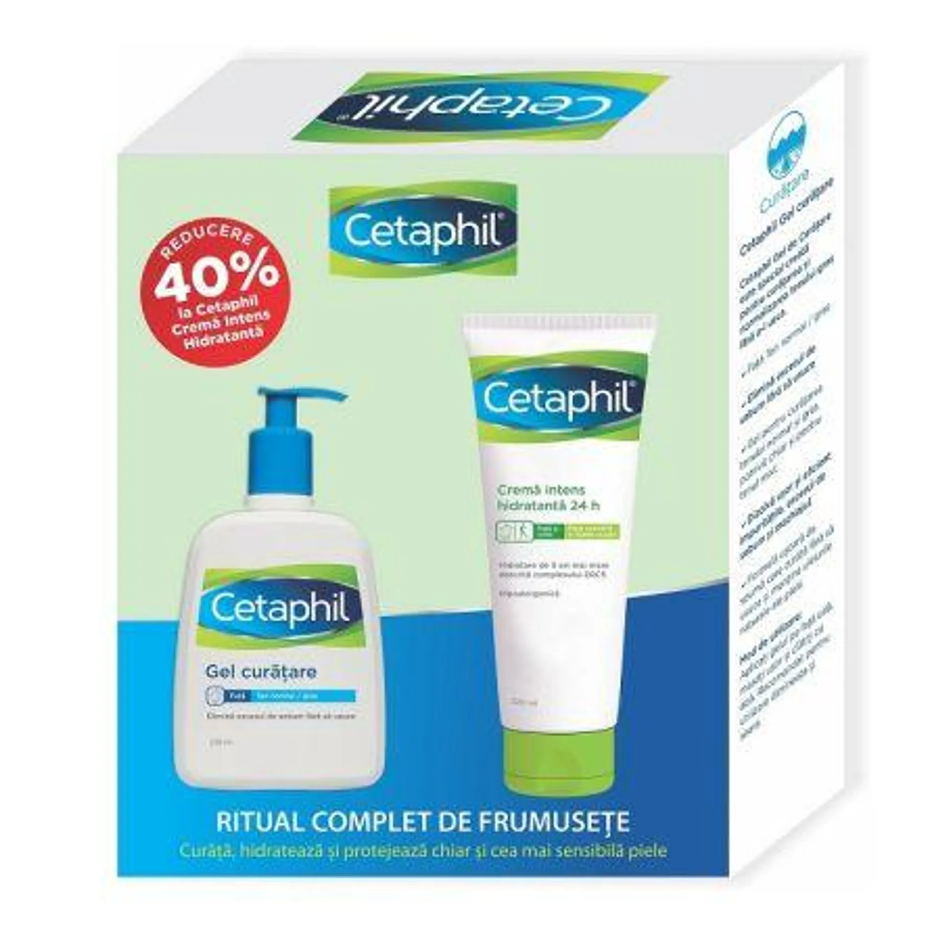 Pachet Cetaphil Gel de curatare, 236 ml + Crema intens hidratanta cu 40% reducere, 220 ml