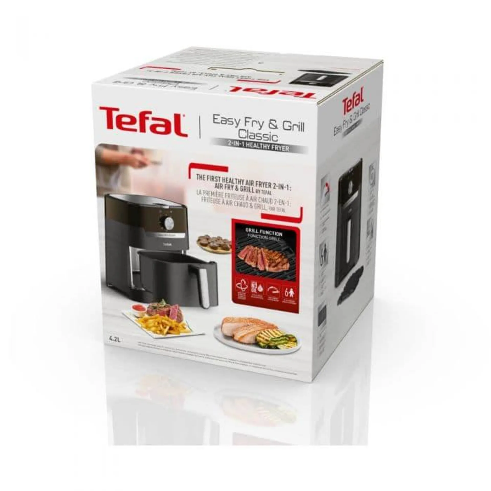 Friteuza fara ulei Tefal Easy Fry EY501815, 1400 W, 4.2 L, Functie Grill, Temperatura ajustabila, Timer, Functie Grill, Negru