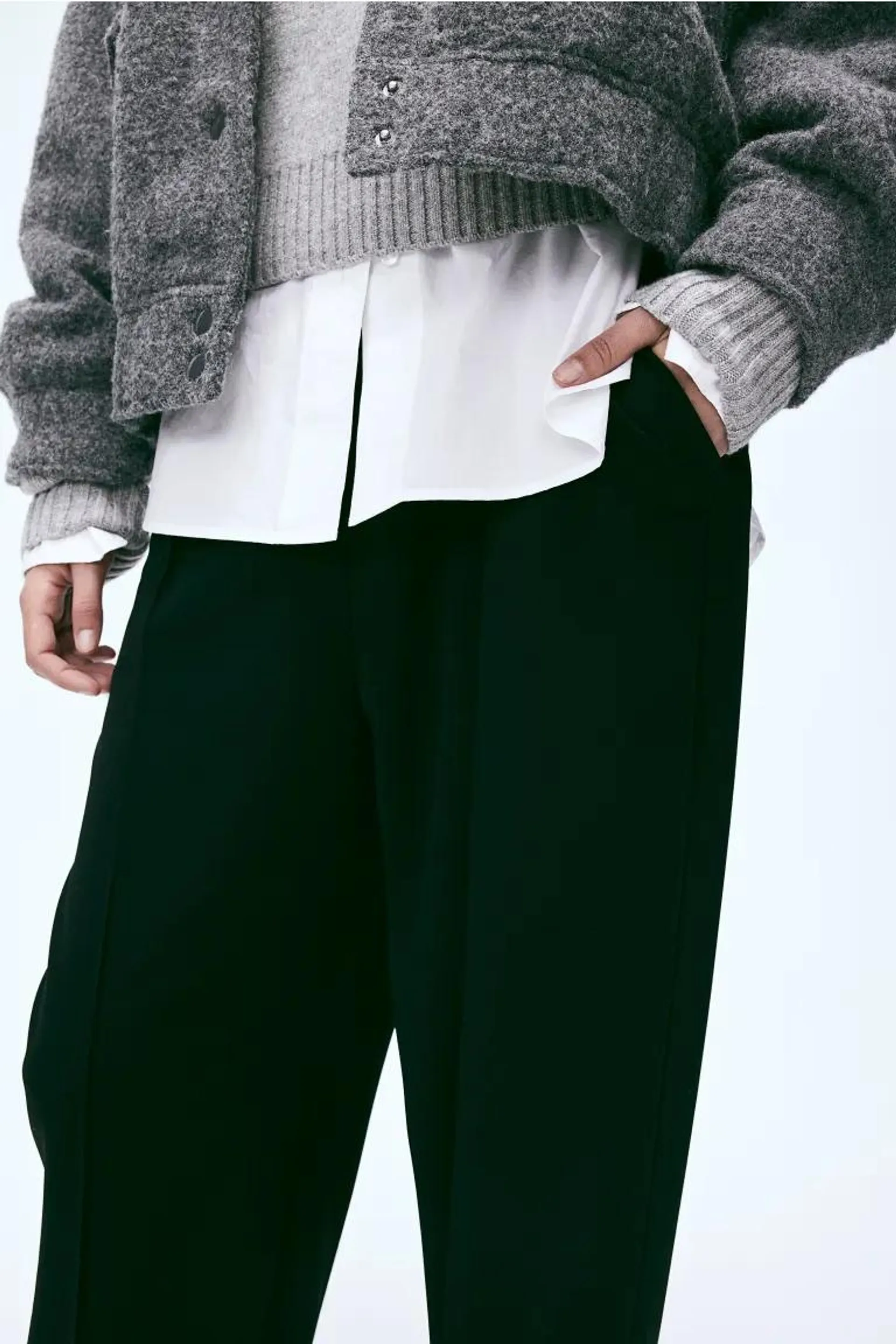 High-waisted tailored trousers
