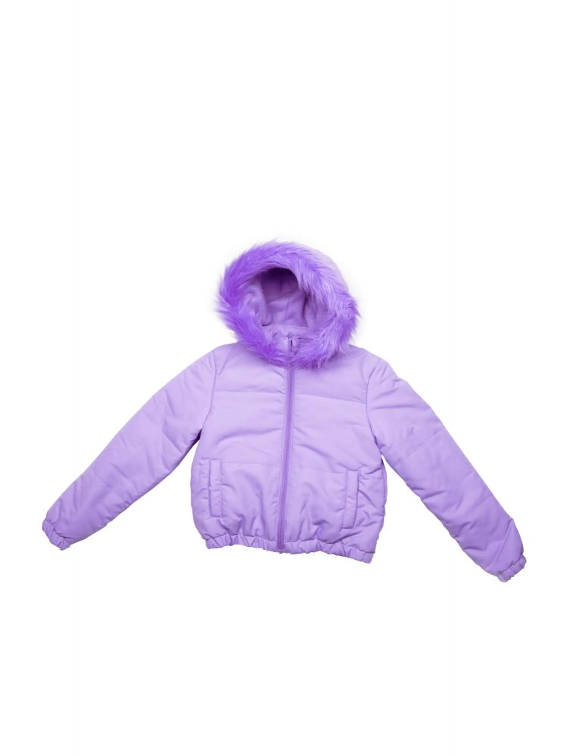 Jacheta de iarna cu gluga BPC, pentru fetite, inchidere cu fermoar, Lila