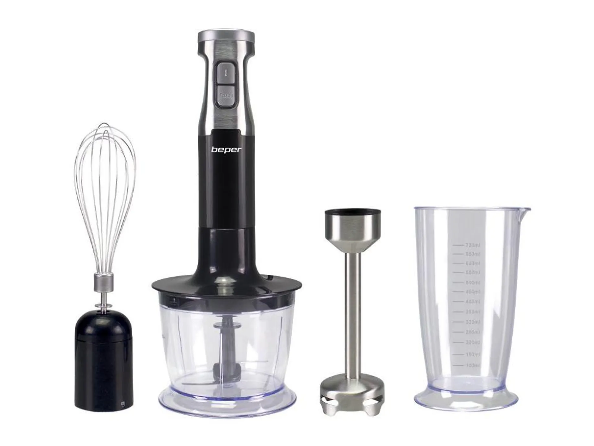 Set blender de mana 4 in 1 Beper P102FRU150, 600 W, Negru