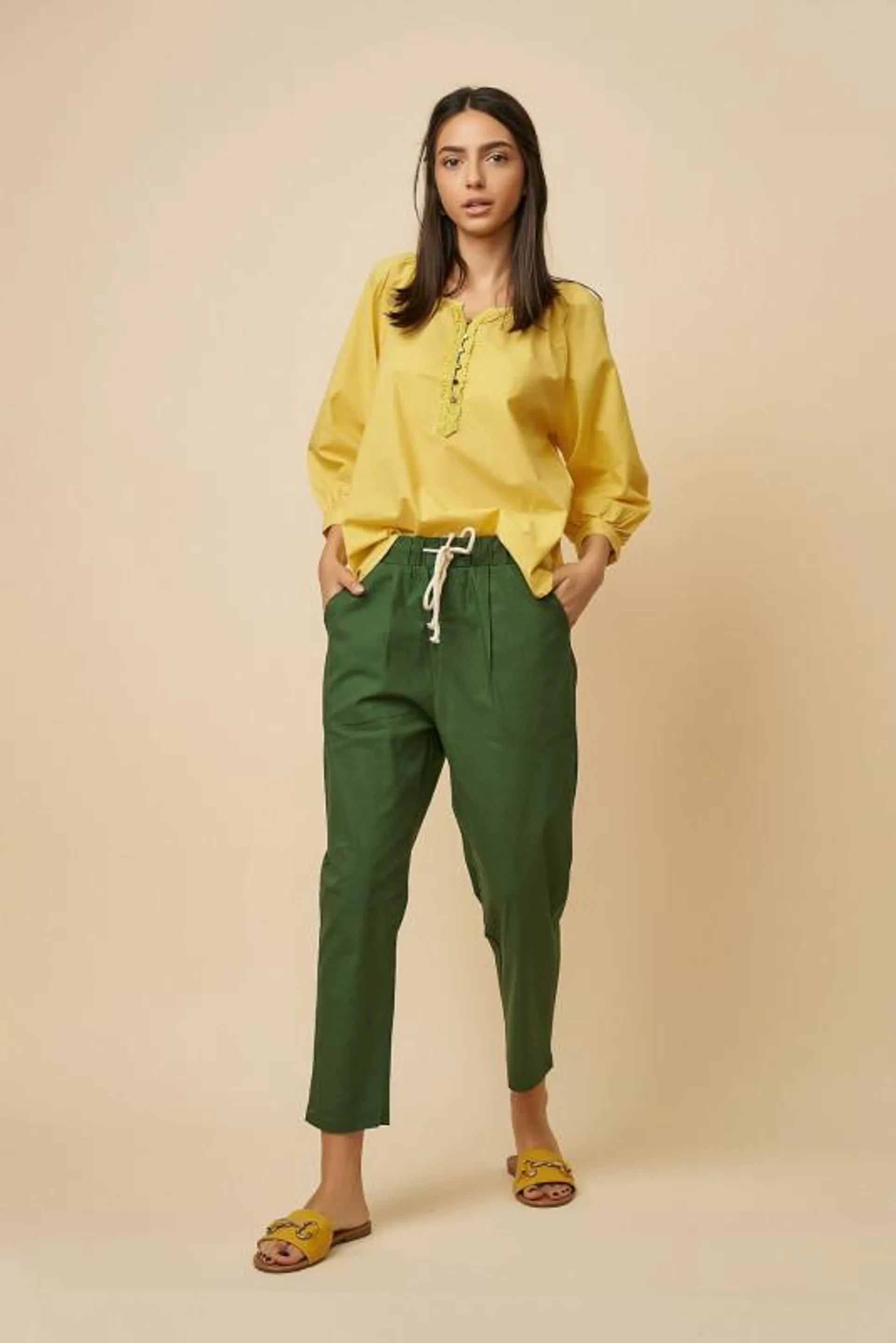 Pantaloni dama cu snur L6001 Verde