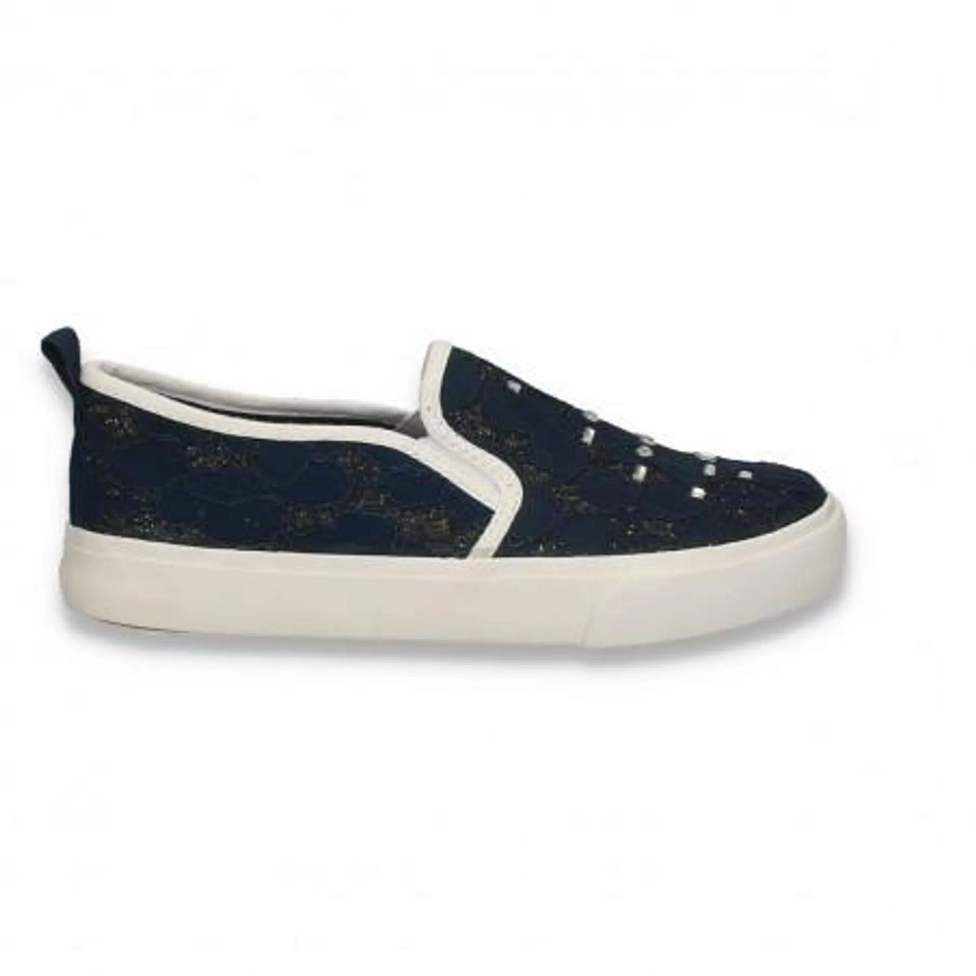 Espadrile bleumarin, din dantela, pentru fete - W1233