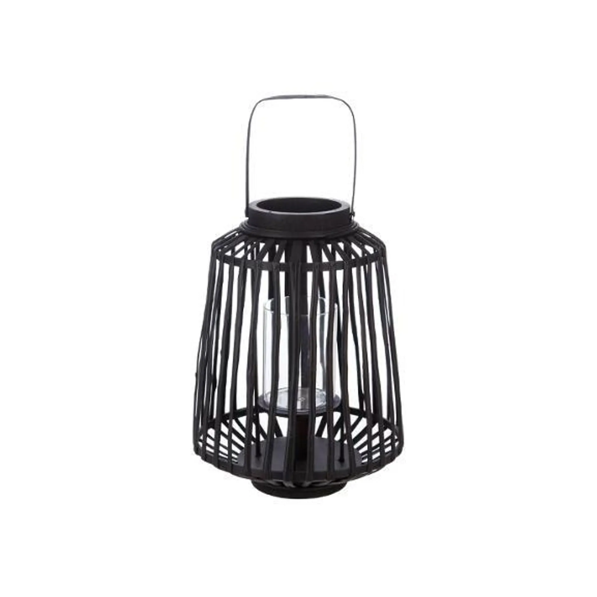 Felinar Rattan Negru H35 cm