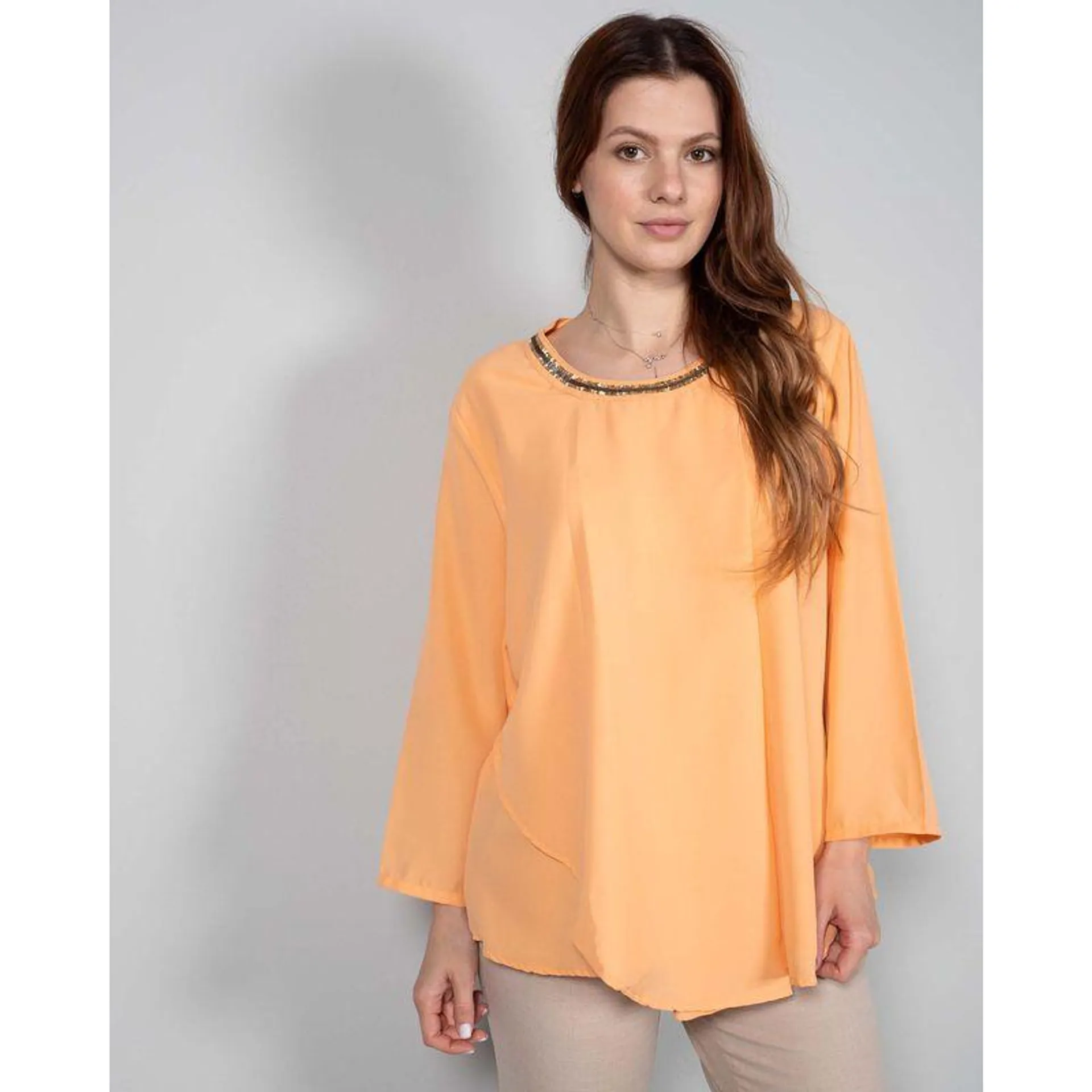 Bluza asimetrica cu paiete la baza gatului N2316A8002