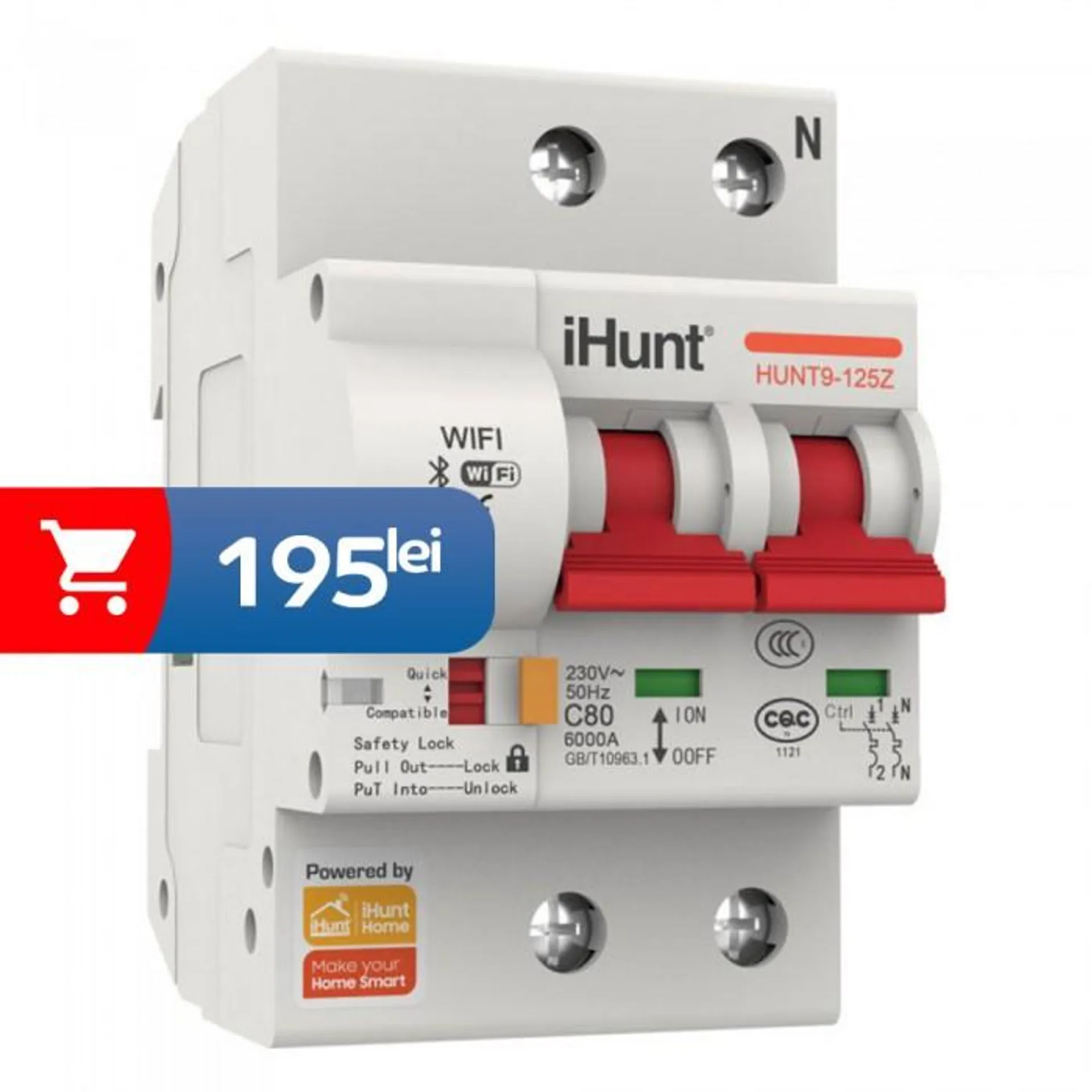 iHunt Home WIFI Smart Circuit Breaker 2P 40A - Siguranta automata inteligenta