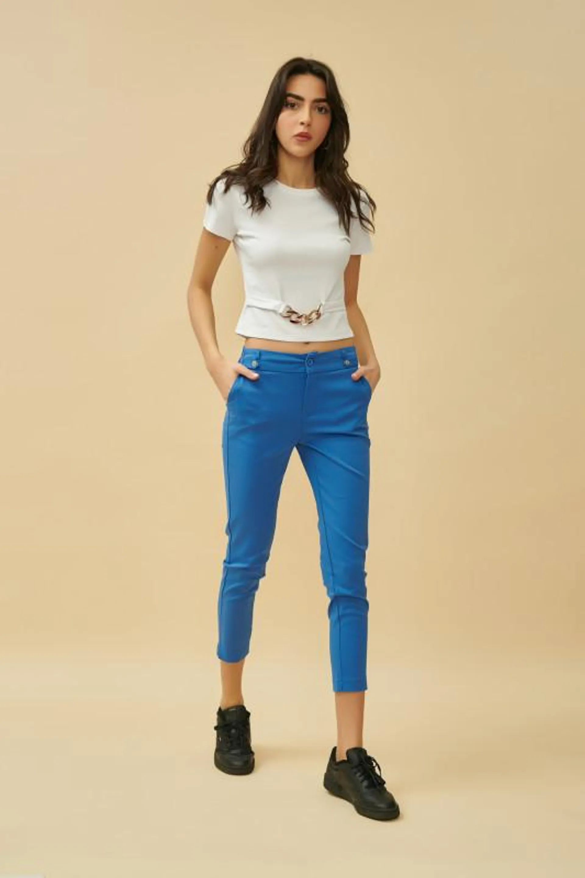 Pantaloni dama cu buzunare L063 Bleu