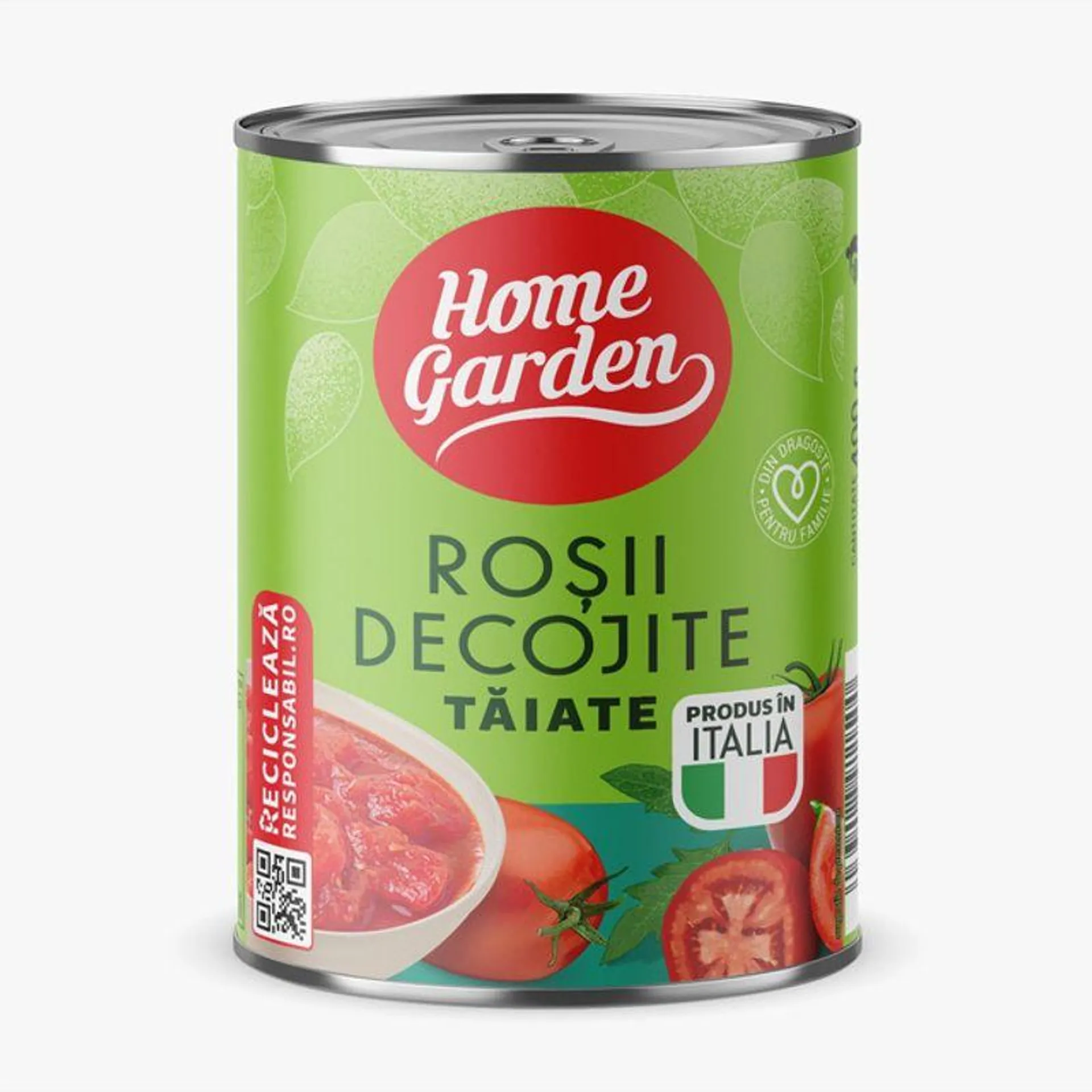 Rosii decojite si taiate cuburi Home Garden, 400 g