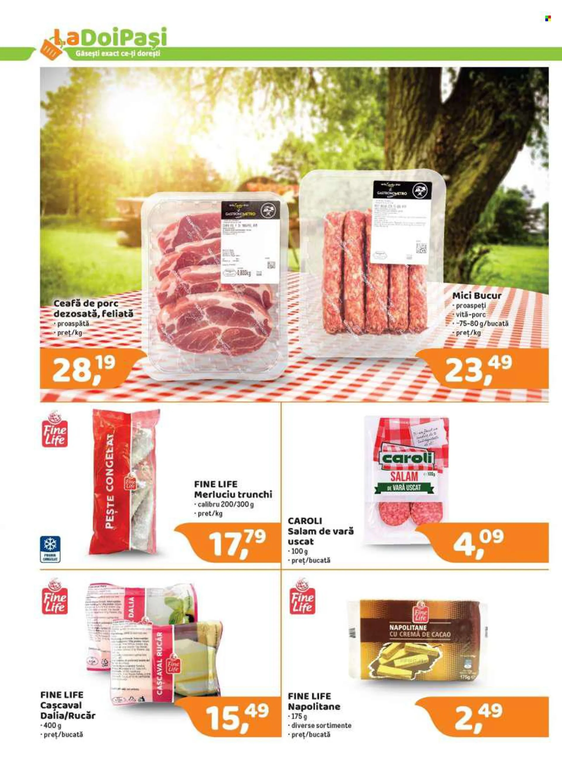 Cataloage LaDoiPaşi - 05.08.2022 - 31.08.2022 - Produse în vânzare - carne de porc, ceafă de porc, salam, salam de vară, cașcaval, lapte, napolitane. Pagina 2.
