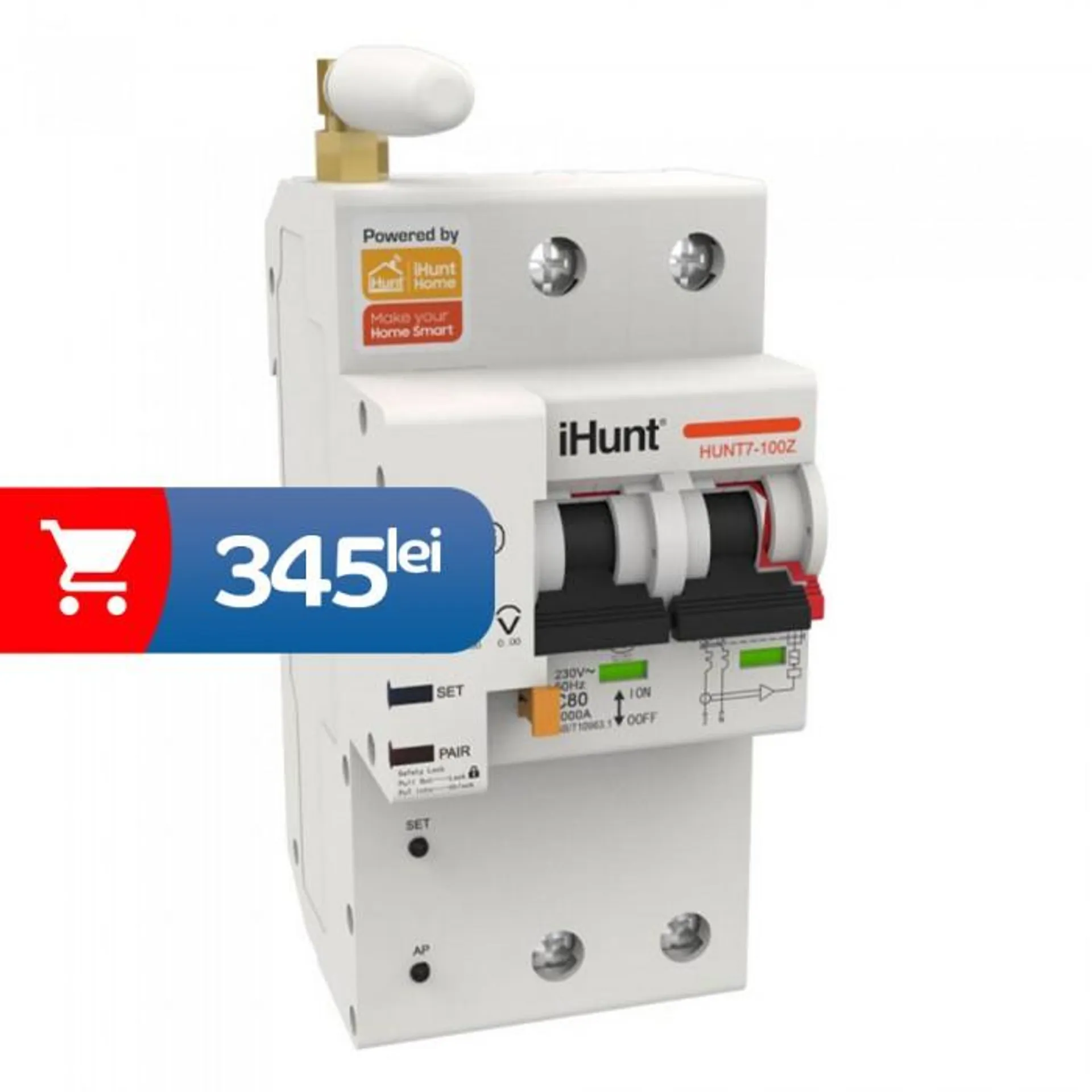 iHunt Home WIFI Smart Circuit Breaker with Metering 2P 32A - Siguranta automata inteligenta cu contorizare