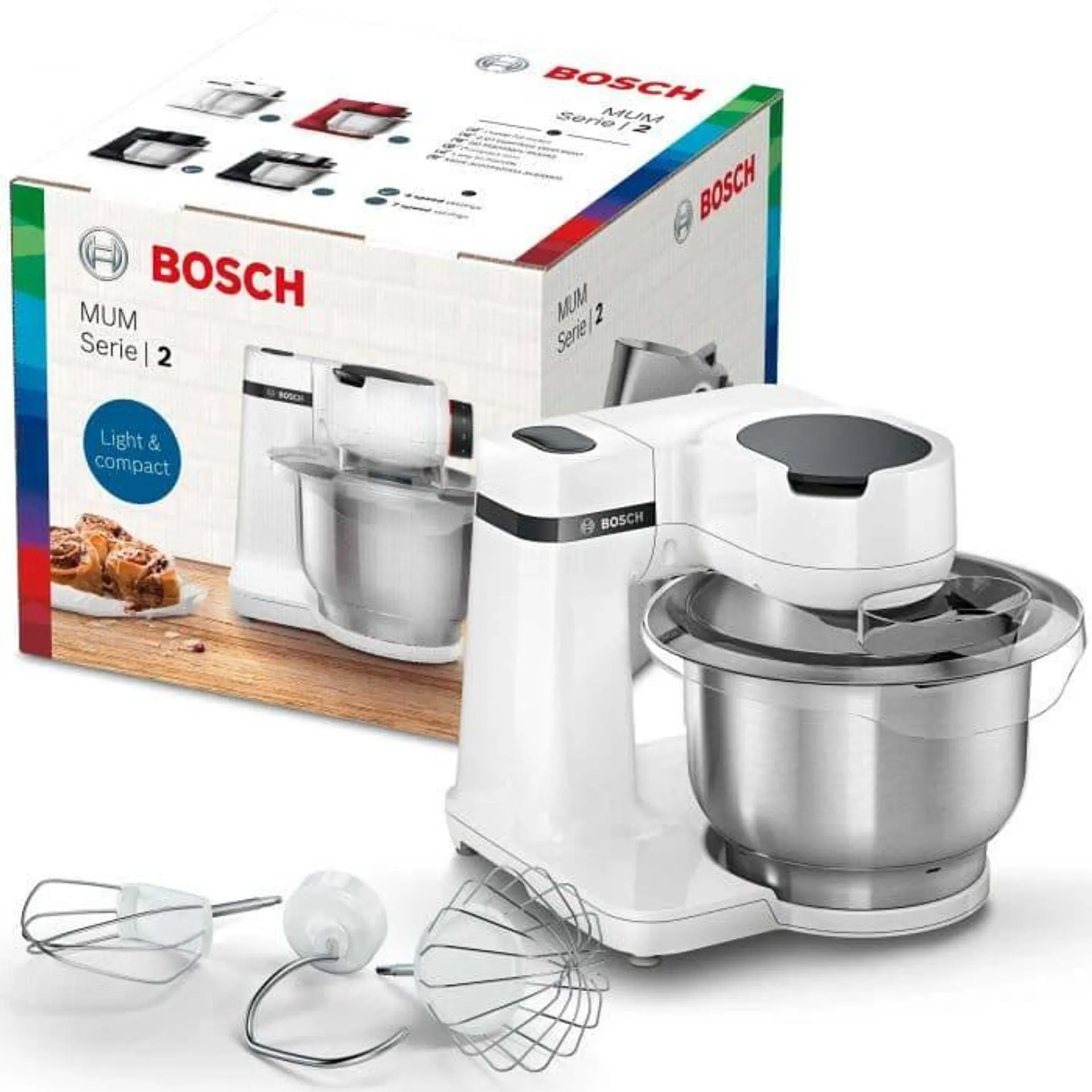 Robot de bucatarie Bosch MUMS2EW00, 700 W, 4 viteze + Pulse, bol 3.8 l, Alb