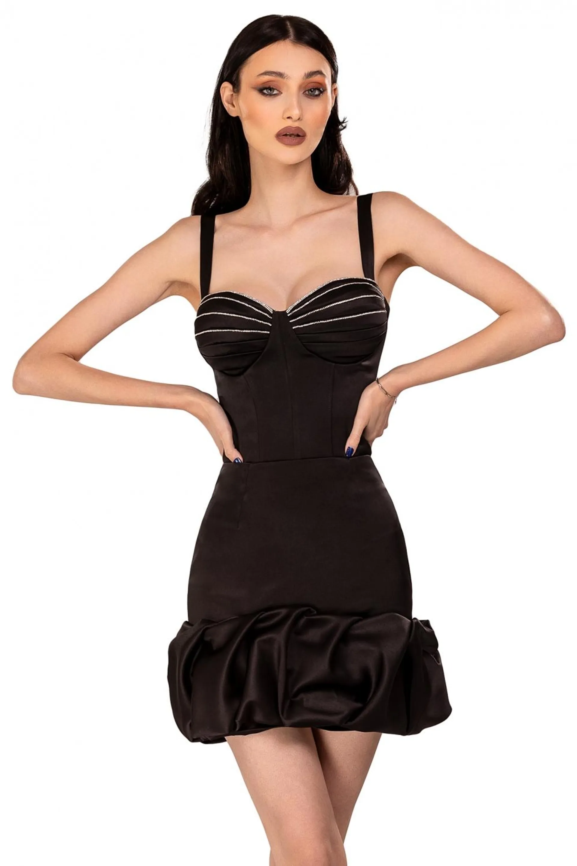 Corset negru din tafta