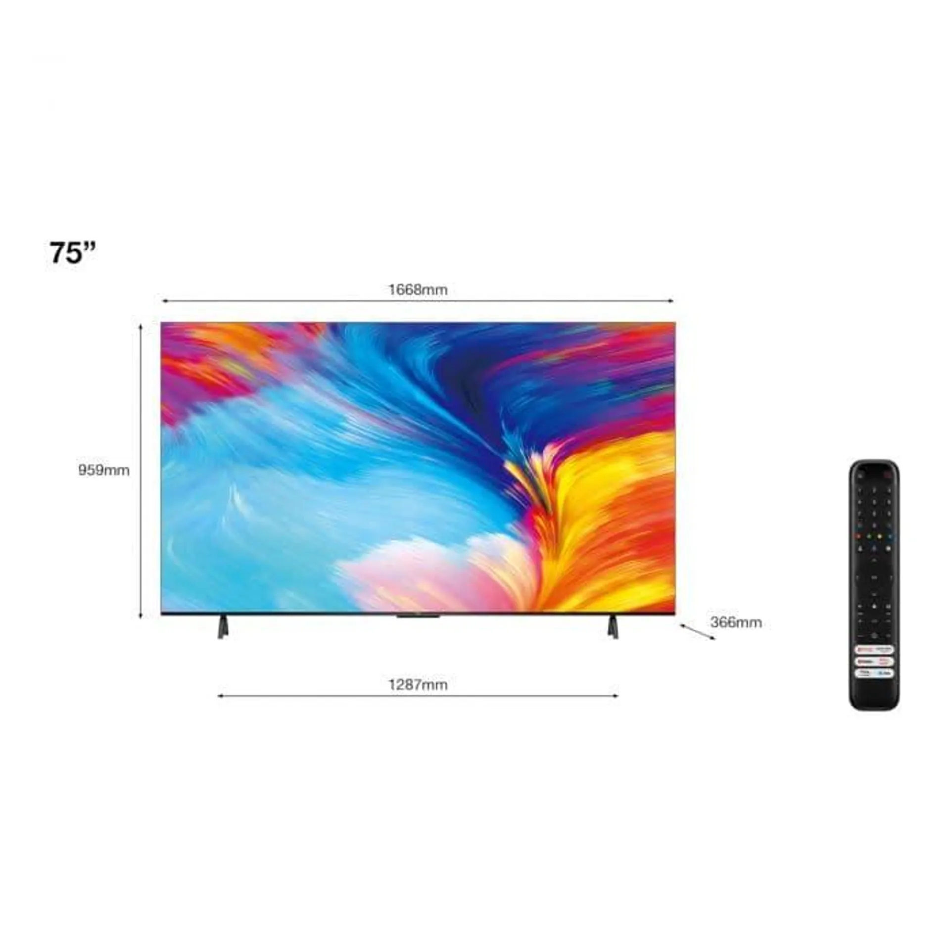 Televizor TCL LED 75P635, 189 cm, Smart Google TV, 4K Ultra HD, Clasa F