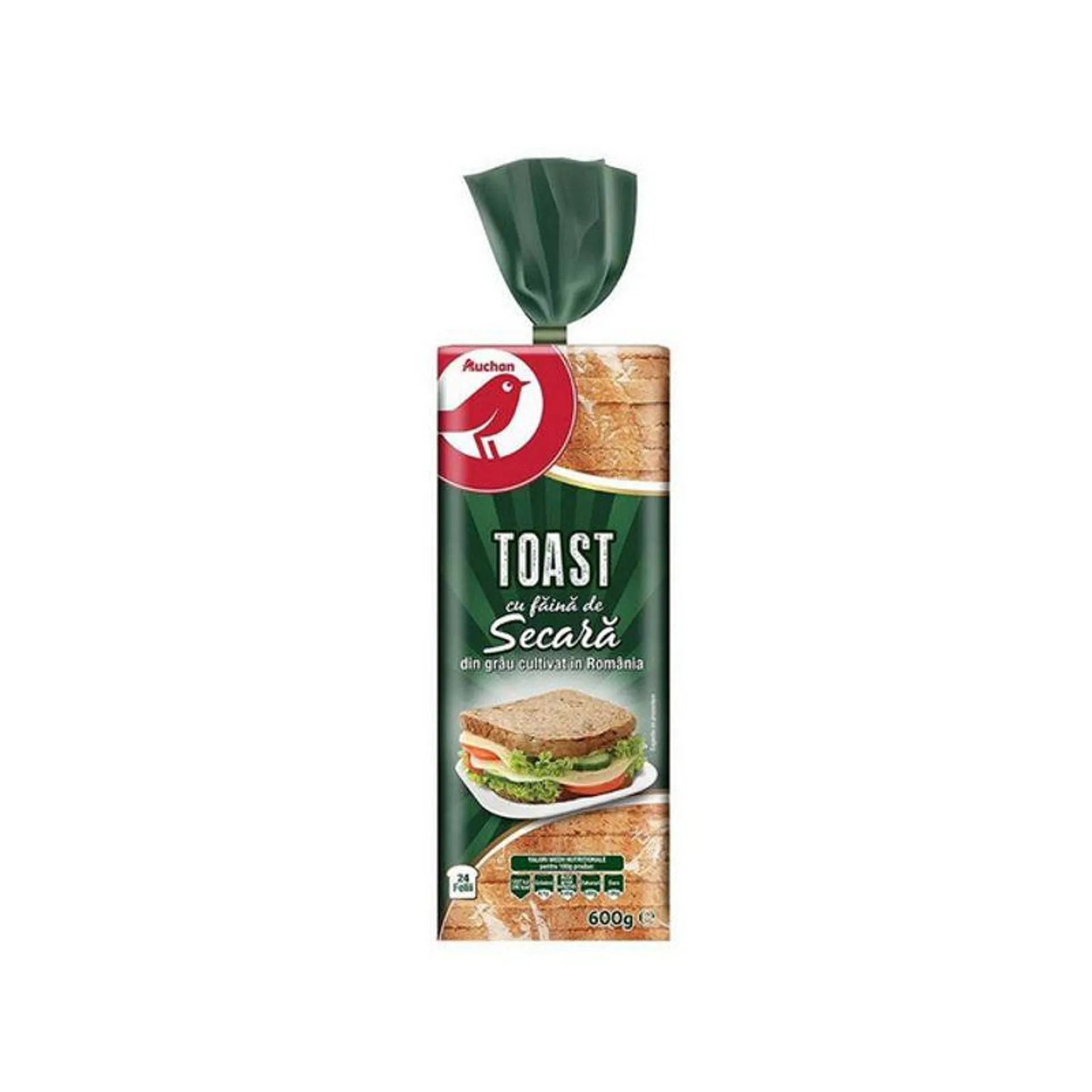 Paine toast cu secara Auchan, 600 g