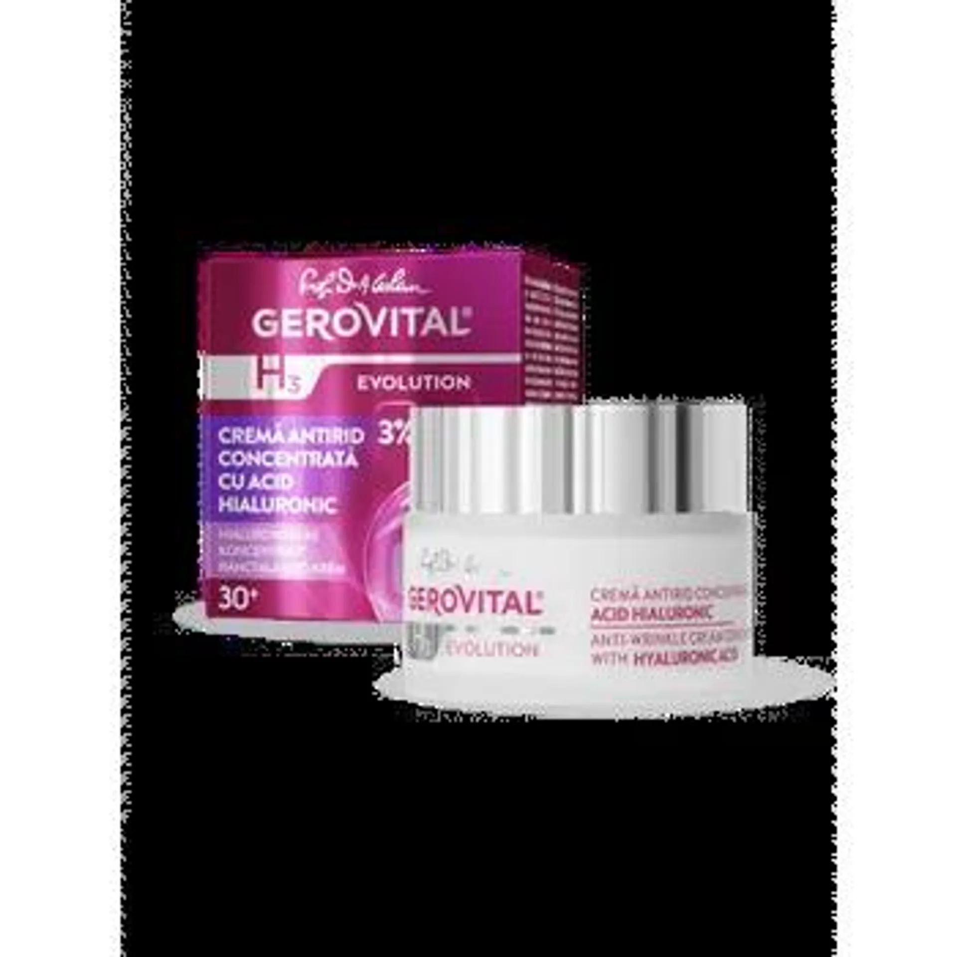 Crema antirid cu acid hialuronic concentrat H3 Evolution +30, 50ml, Gerovital