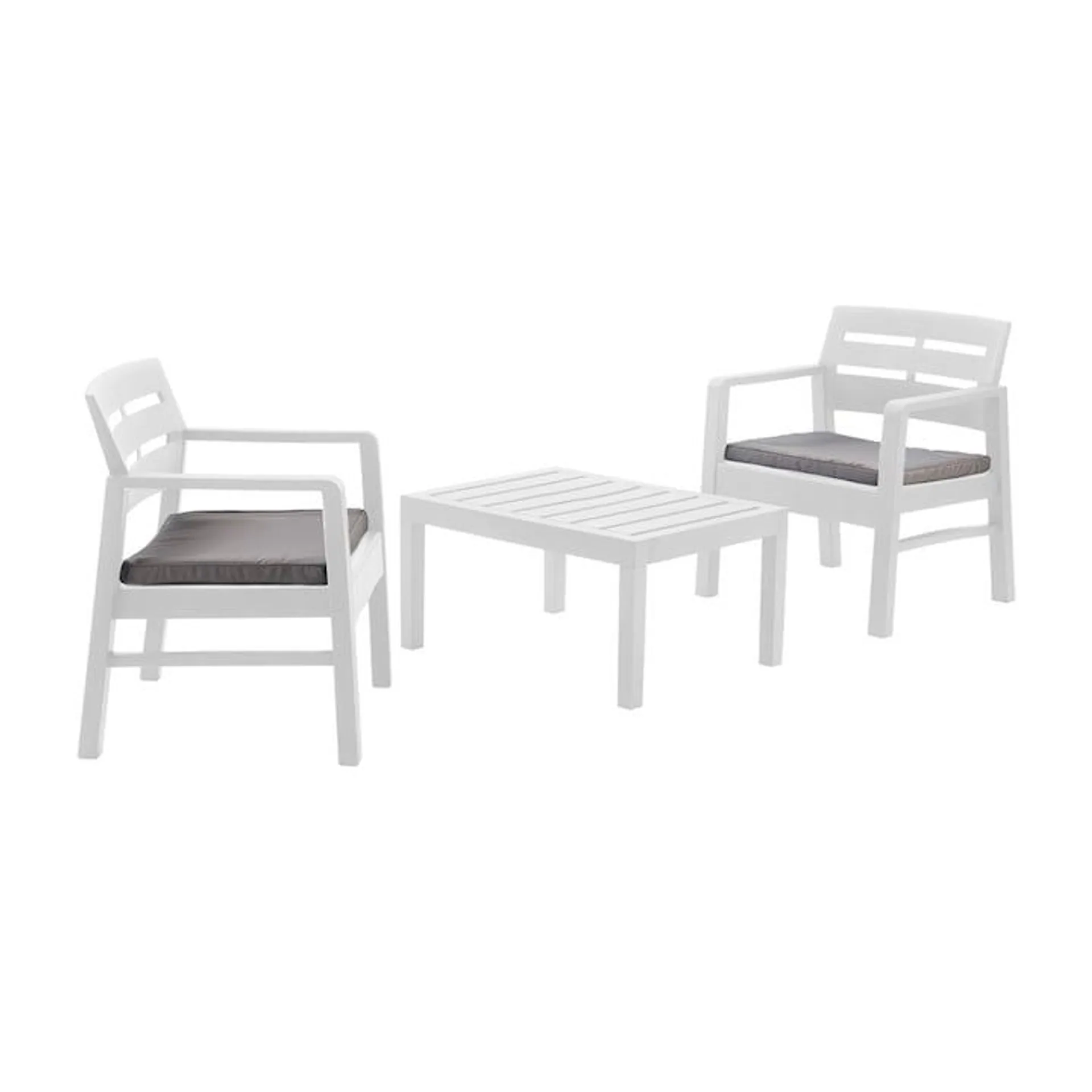 Set mobilier terasa/gradina Progarden, Lombok, 2 scaune 63x58x74 cm, masa 74x55x38 cm, alb