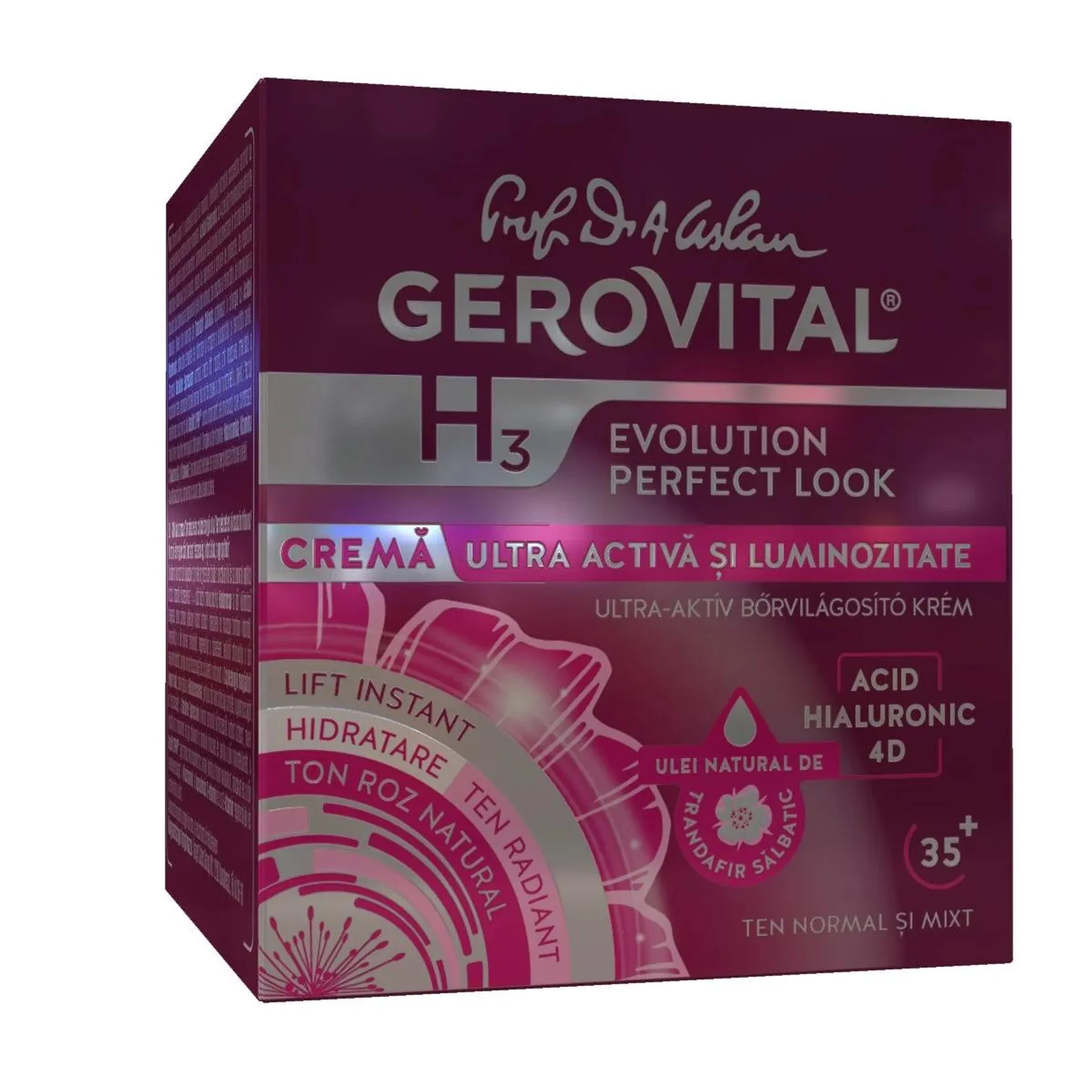 Crema ultra activa si luminozitate H3 Evolution Perfect Look, 50ml, Gerovital