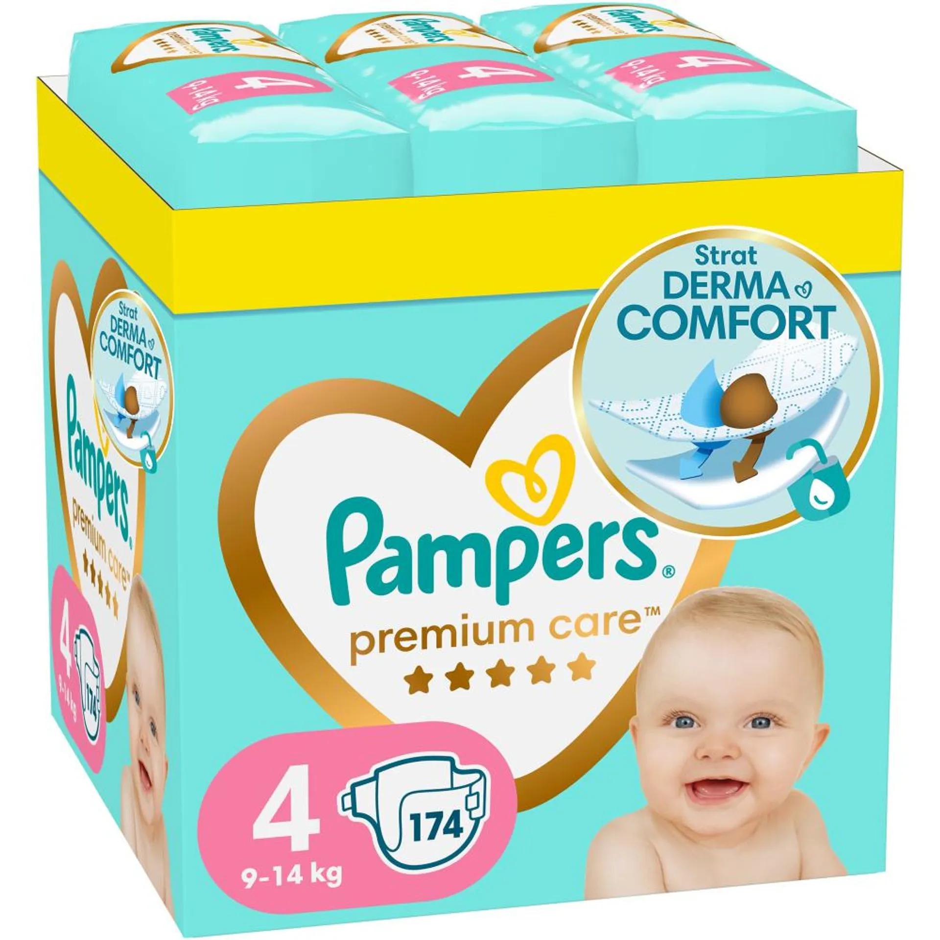 Scutece Pampers Premium Care XXL Marimea 4, 9-14kg, 174 buc