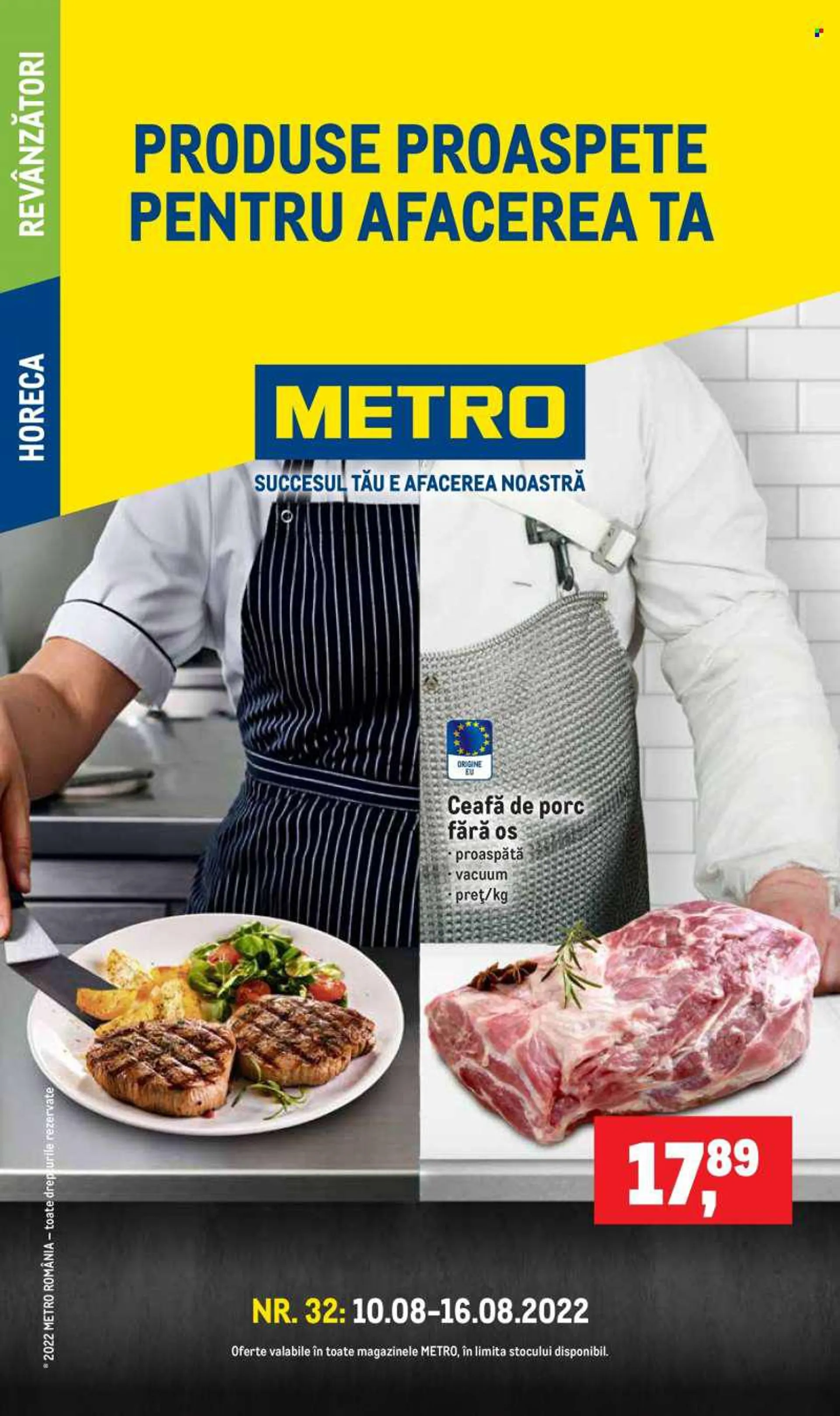 Cataloage Metro - 10.08.2022 - 16.08.2022 - Produse în vânzare - carne de porc, ceafă de porc. Pagina 1.