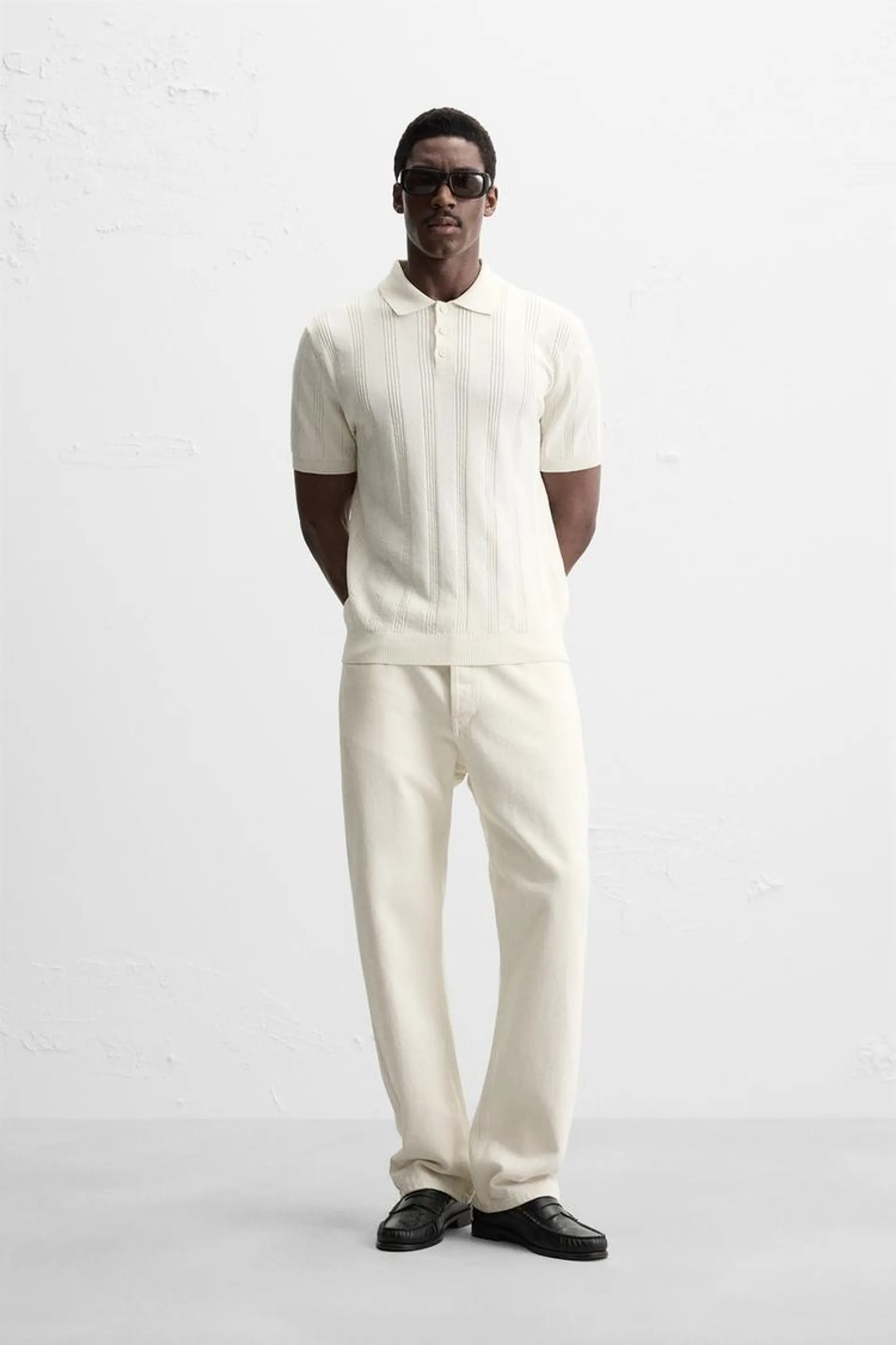 RIBBED KNIT POLO SHIRT