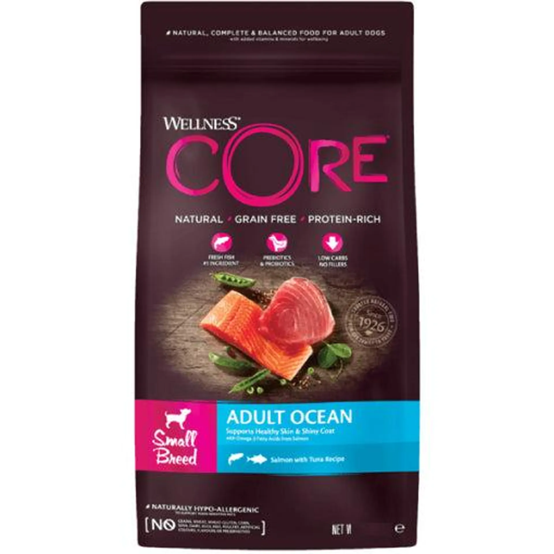 Hrana uscata pentru caini Wellness Core Small Breed Somon si ton 1.5kg