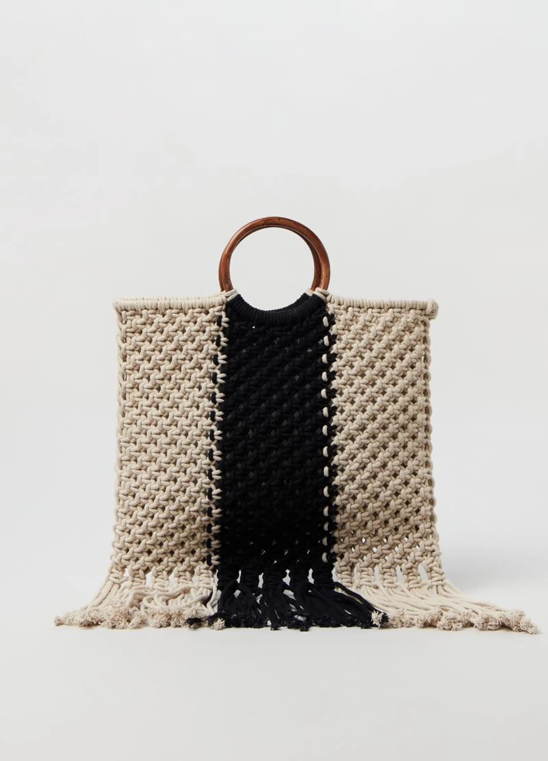 PIOMBO crochet bag with fringing