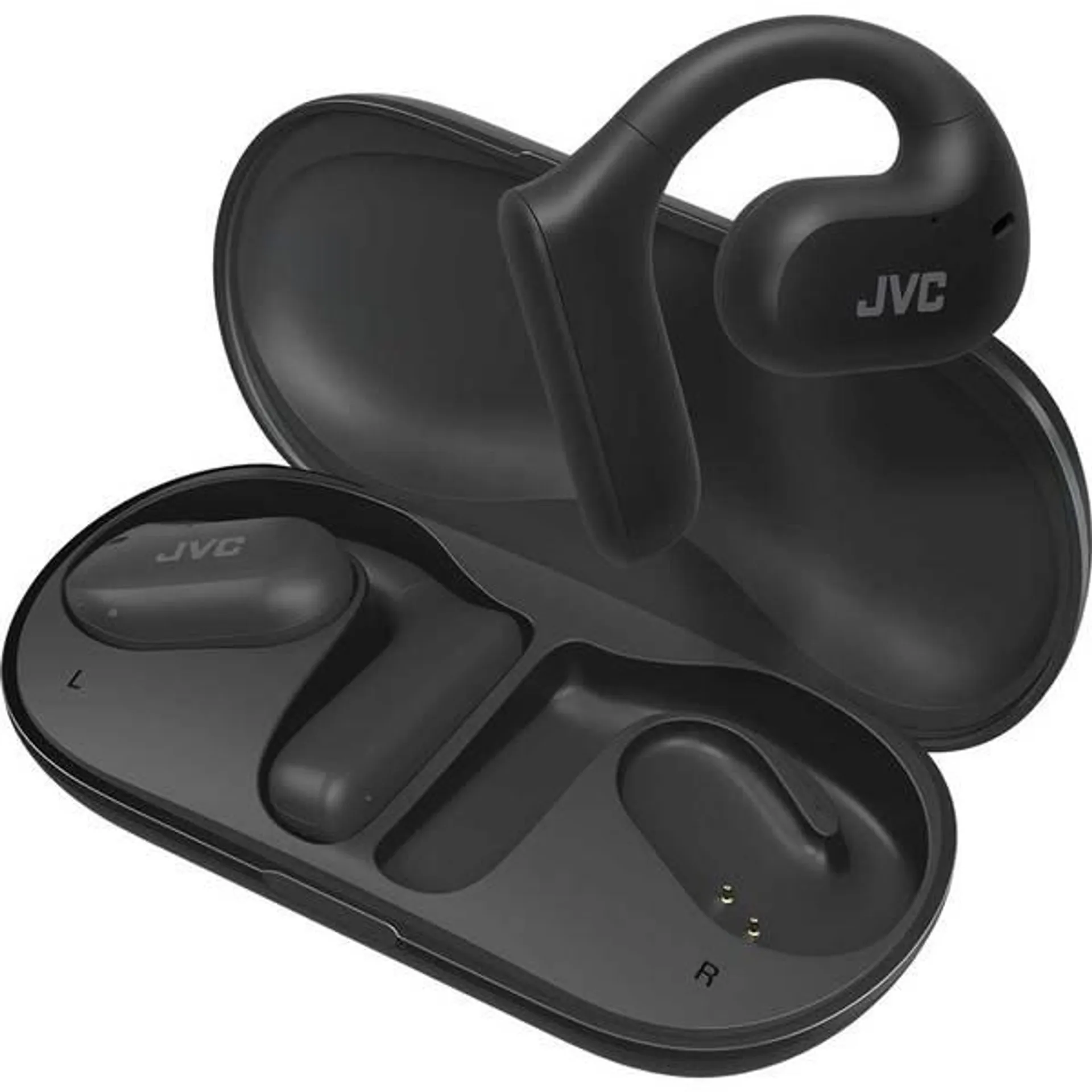 Casti JVC Nearphones HA-NP35T-B-U, True Wireless, Bluetooth, Open-ear, Microfon, negru