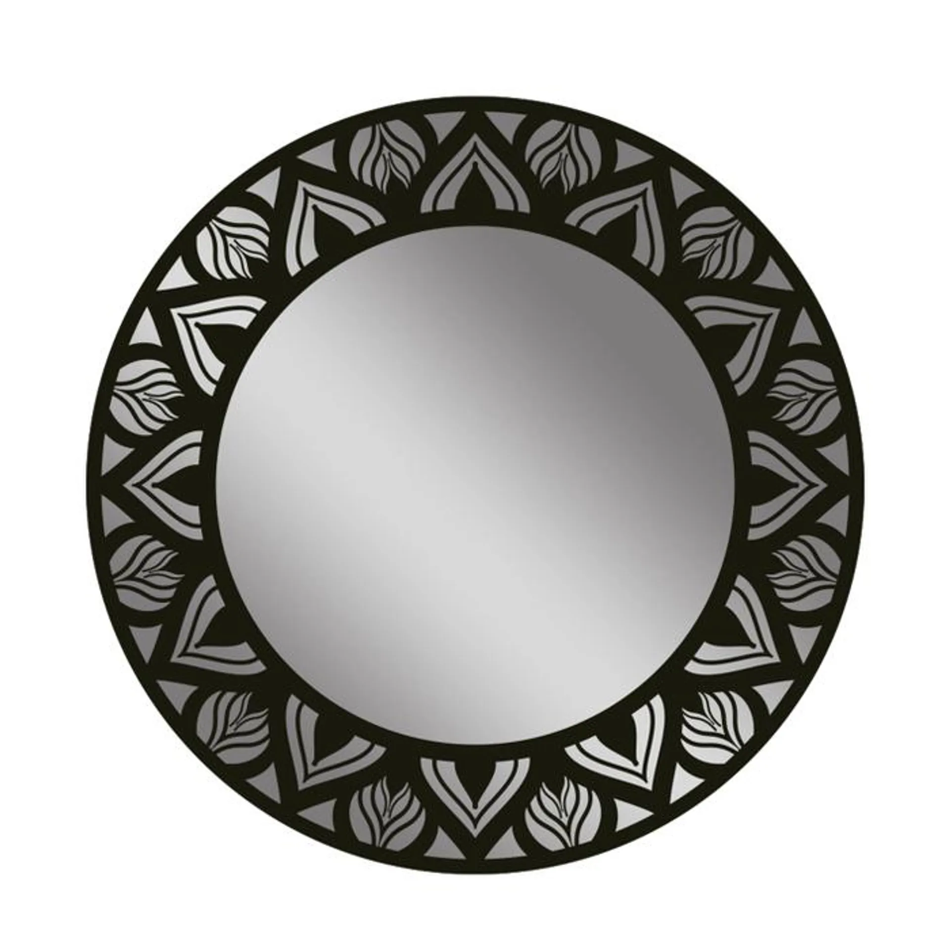 Oglinda decorativa Class Mirrors D6, sablata negru, rotunda, 70 x 70 cm