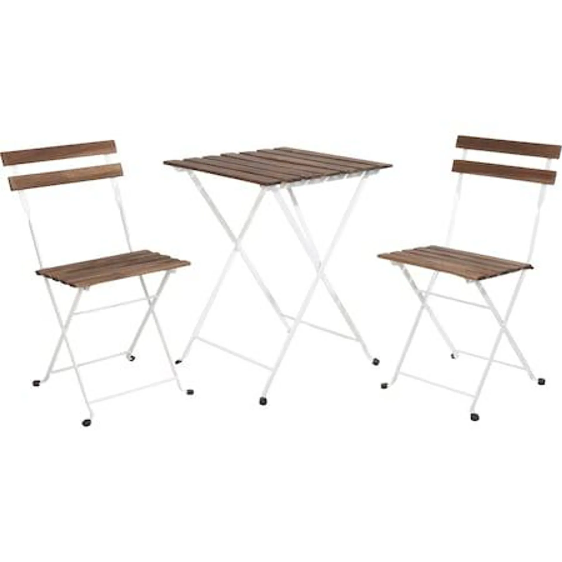 Set mobilier gradina bistro Progarden, masa, 2 scaune, maro/alb