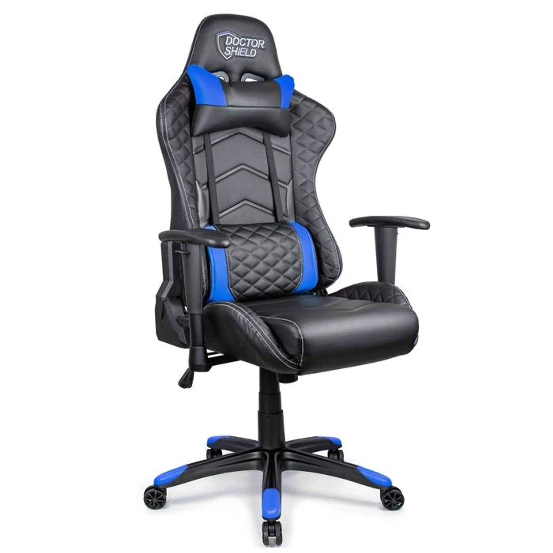 Scaun gaming Doctor Shield SV Racer, rotativ, imitatie piele, negru + albastru, 1C