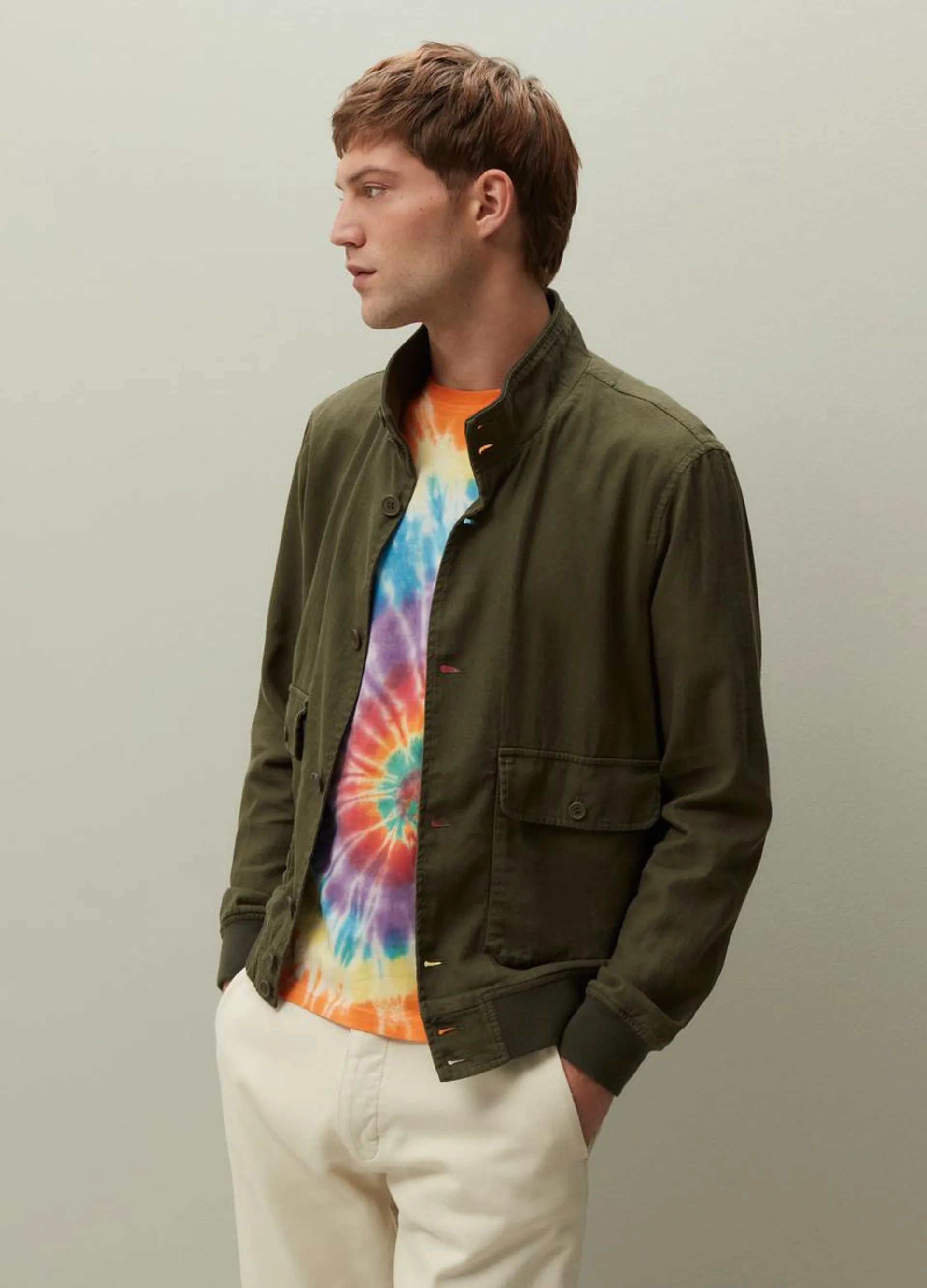 PIOMBO bomber jacket with buttons and high neck