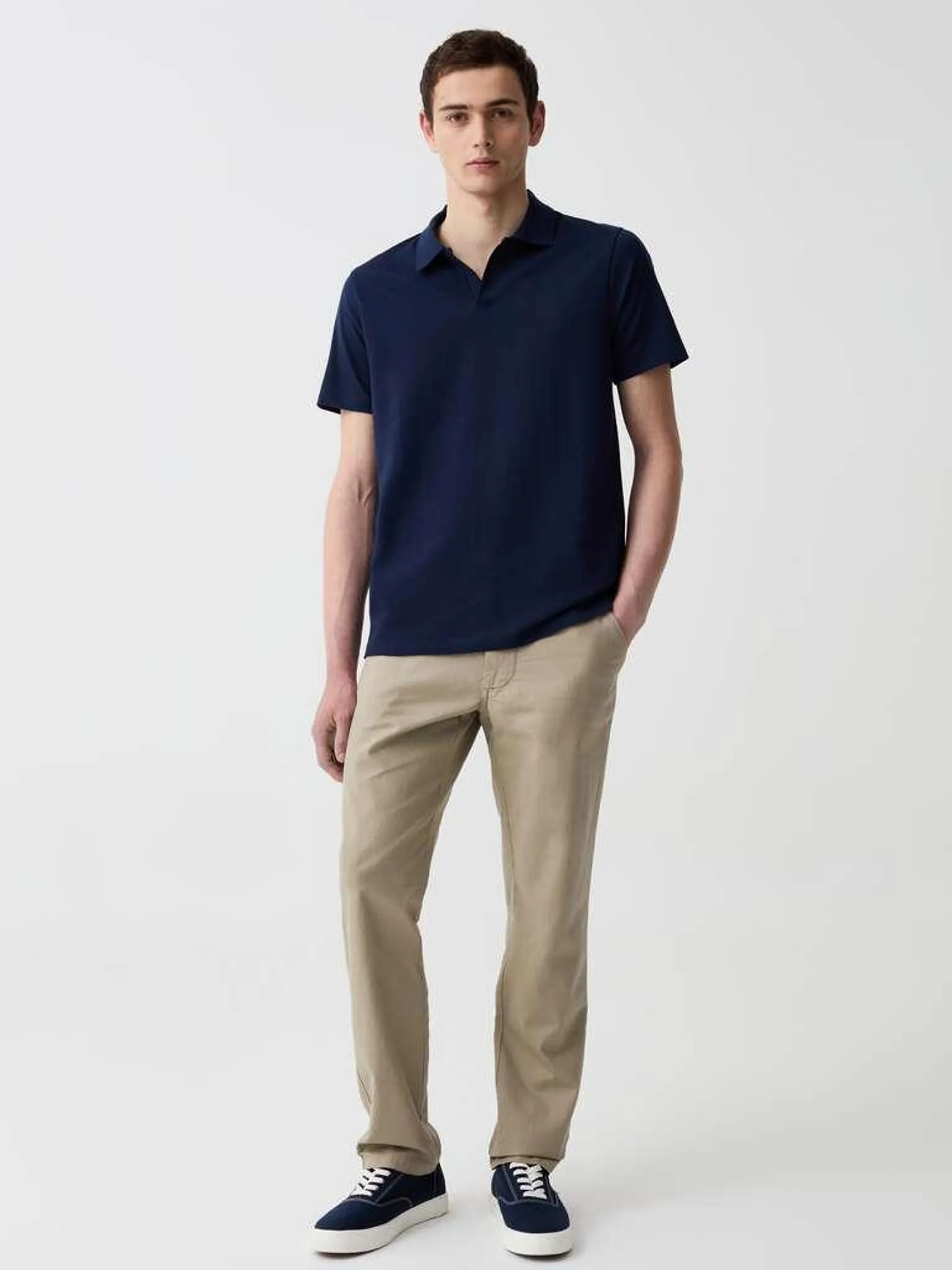 Light Beige Chino trousers in linen and cotton